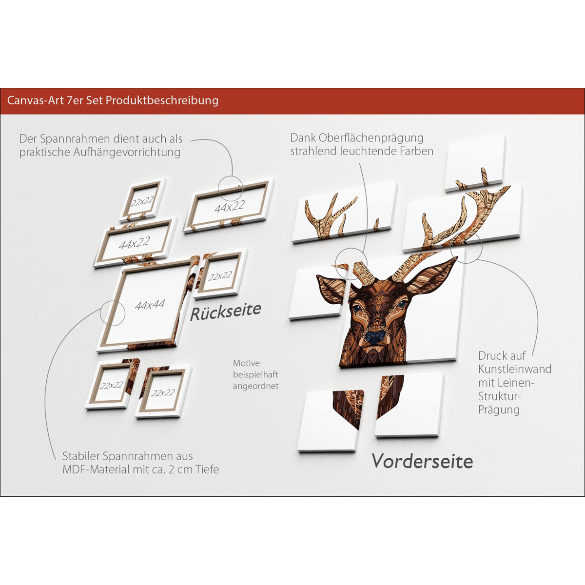 Canvas-Art SET Hirsch 7-Teile Bild 3