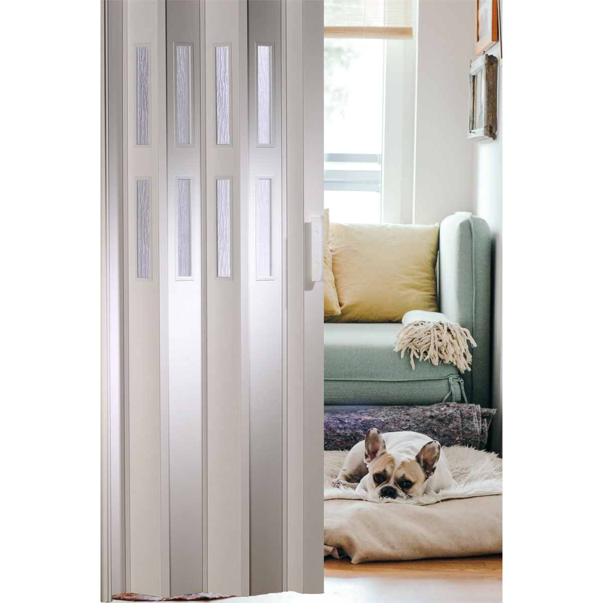 FORTE Kunststoff-Falttür Luciana B 88,5 x H 202 cm weiß 2 Fenster Bild 5