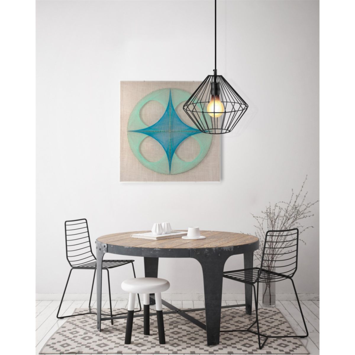 Faden-Wandbild Happiness 45x45cm Bild 2