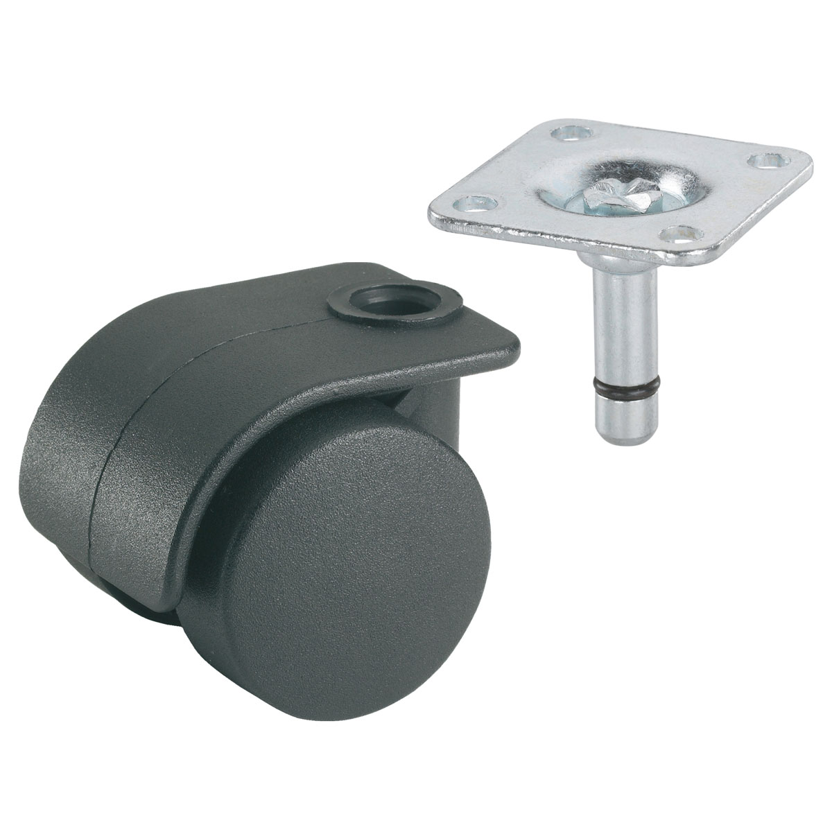 Dörner + Helmer Container-Rolle ohne Feststeller 38 x 38 mm schwarz