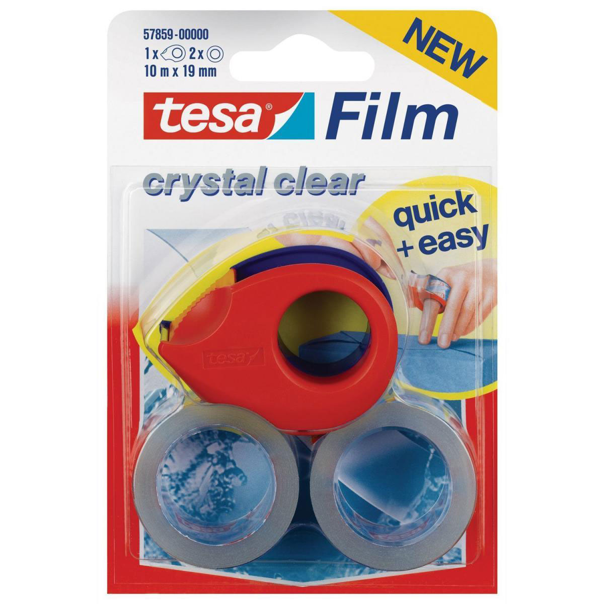 Tesa Abroller mit 2 Rollen kristall-klar
