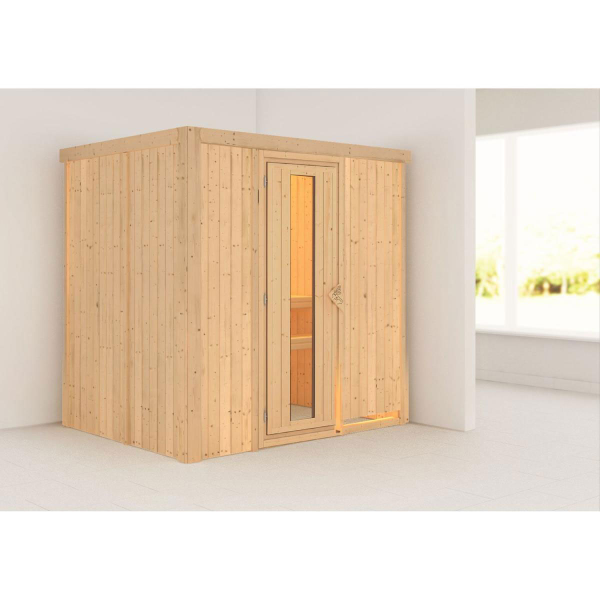 Karibu Sauna Fanja Fronteinstieg ohne Ofen kein Kranz Klarglas-Tür Bild 5
