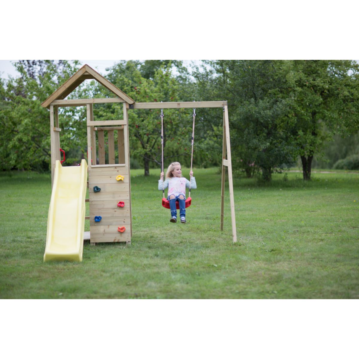 Wendi Toys Spielhaus Pelikan inkl. Rutsche, Kletterwand und Sitzgarnitur 280x270x270 cm Bild 6