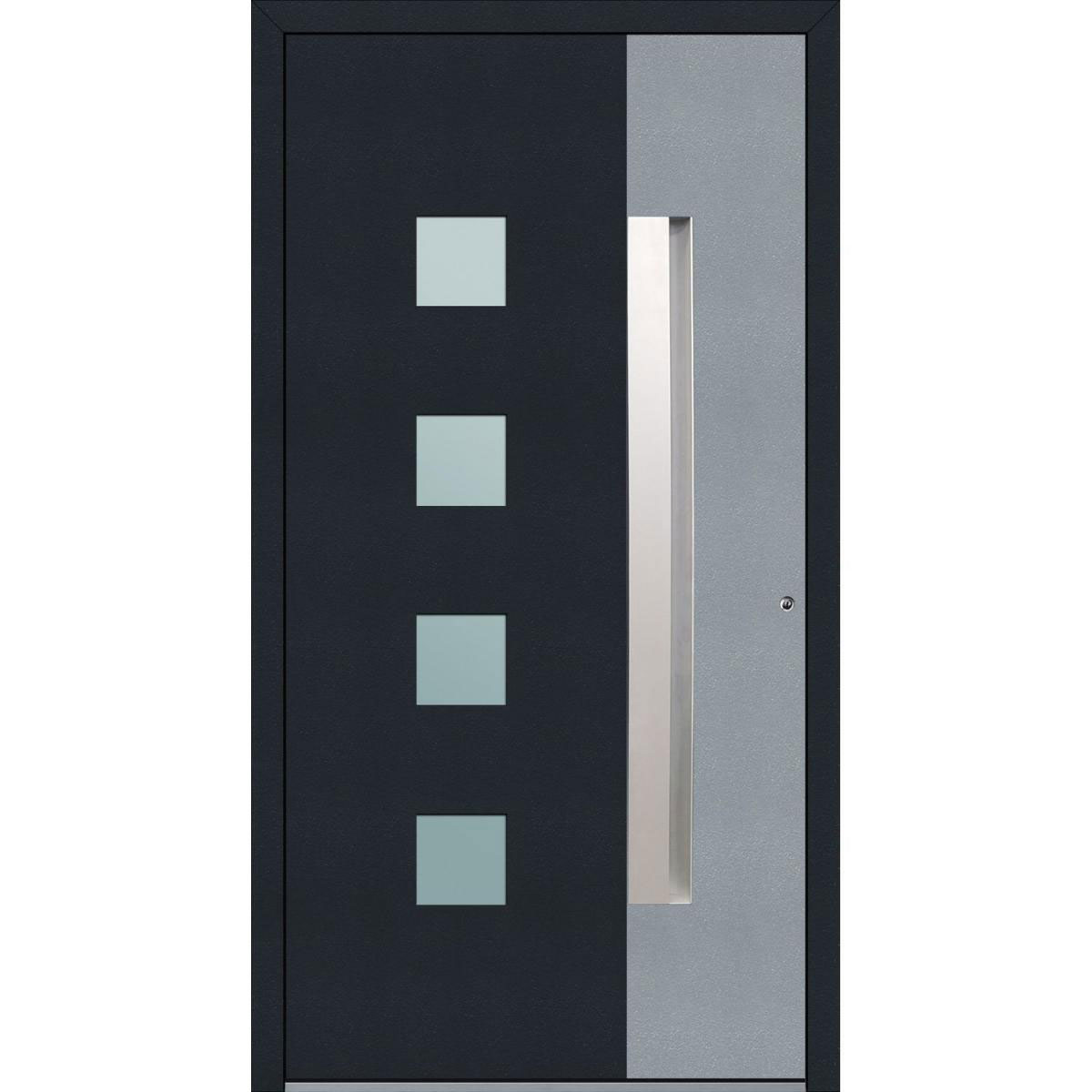 Aluminium Sicherheits-Haustür Genua Exklusiv 75 mm anthrazit-grau 100 x 210 cm Anschlag rechts inkl Griffleiste