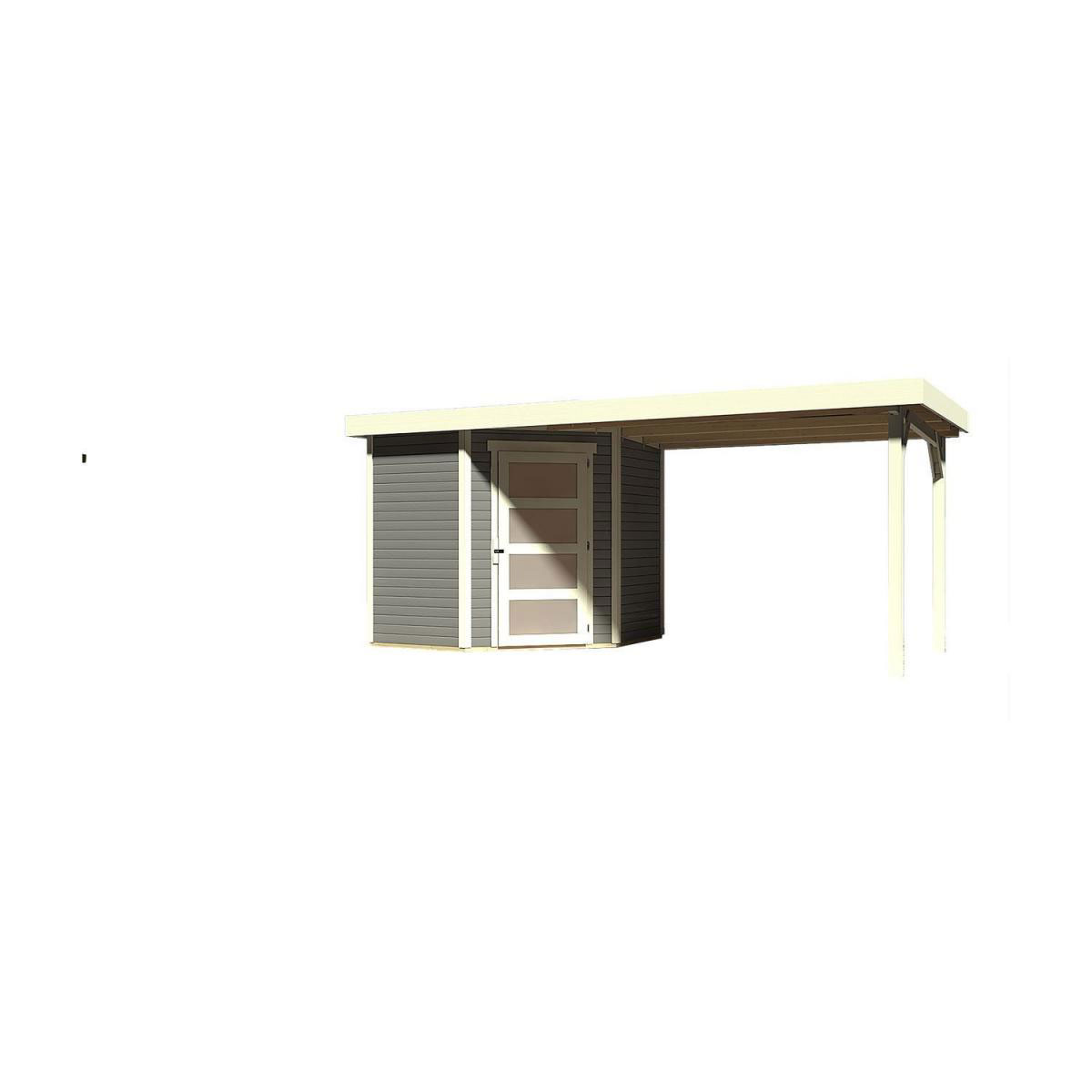 Karibu Gartenhaus Schwandorf 3/5 mit Anbaudach 260 cm 213 x 217 x 218 cm grau Bild 2