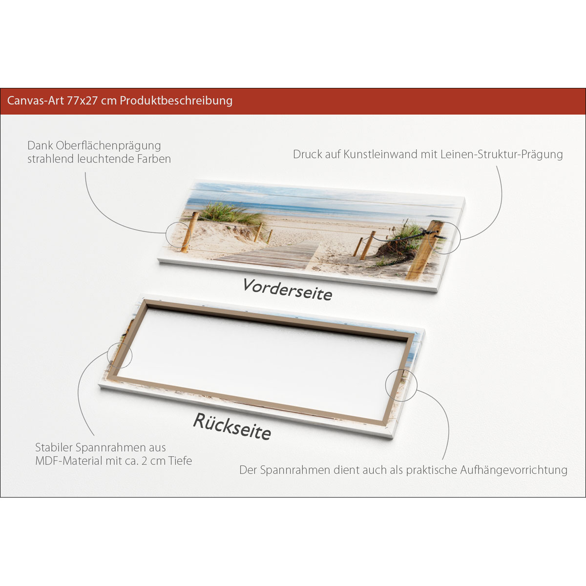 Canvas-Art Dünen 30 x 80 cm Bild 3