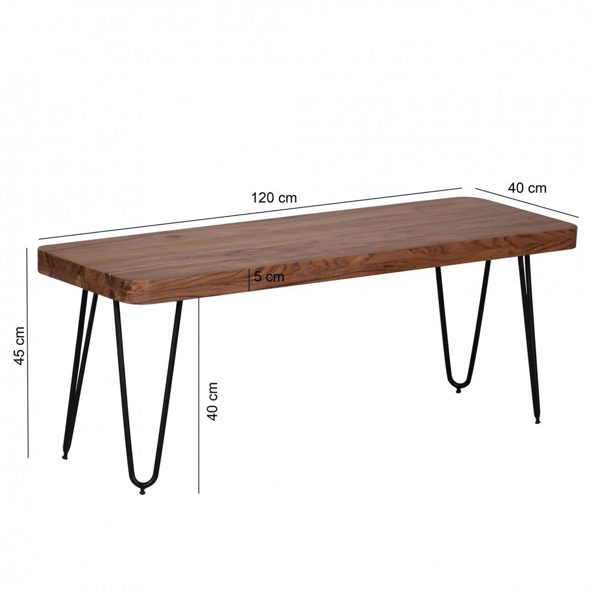 Wohnling Sitzbank 120x40x45 cm, Akazie Bild 2