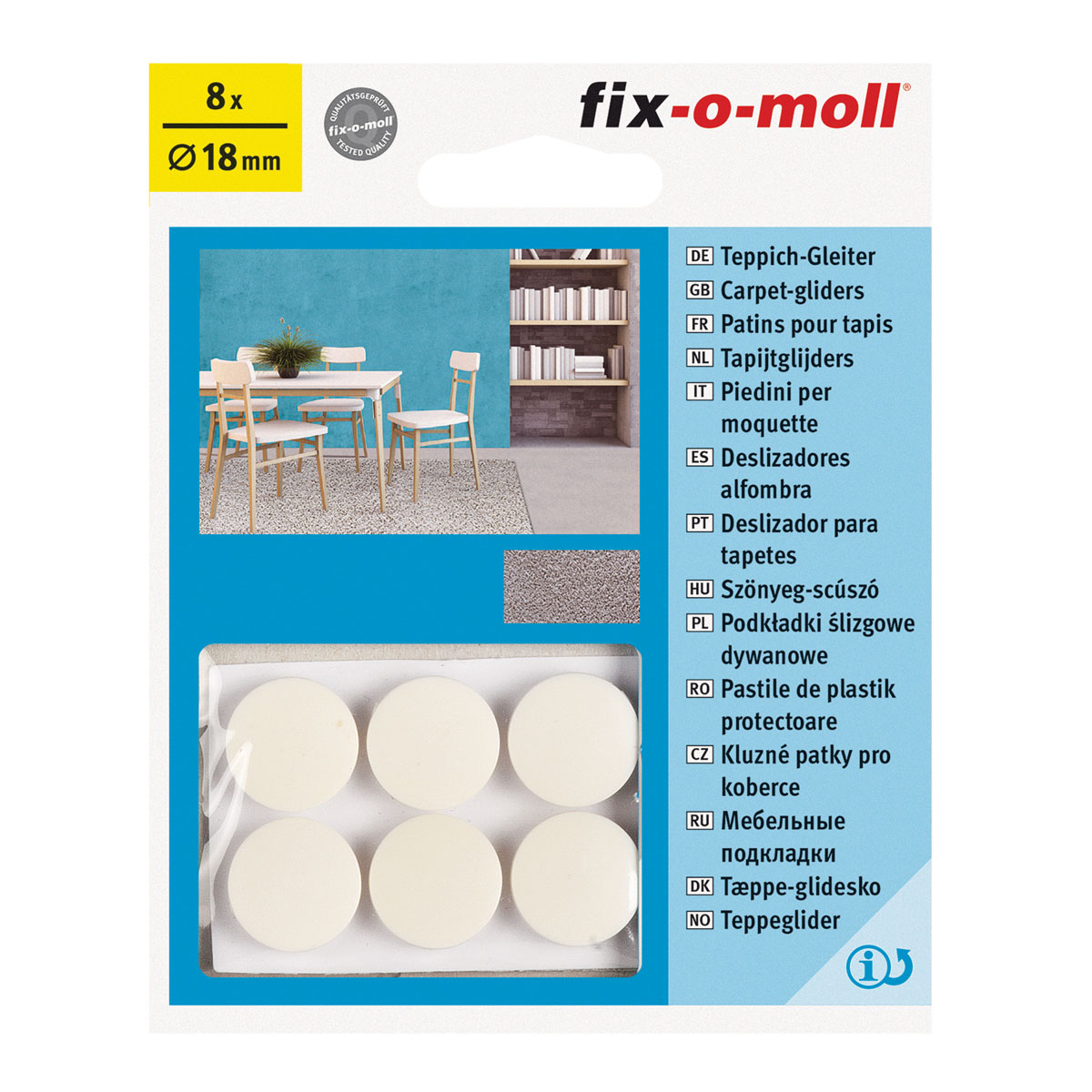 Suki Teppichgleiter klebend Durchmesser 1,8 cm weiß 8 Stück Bild 2