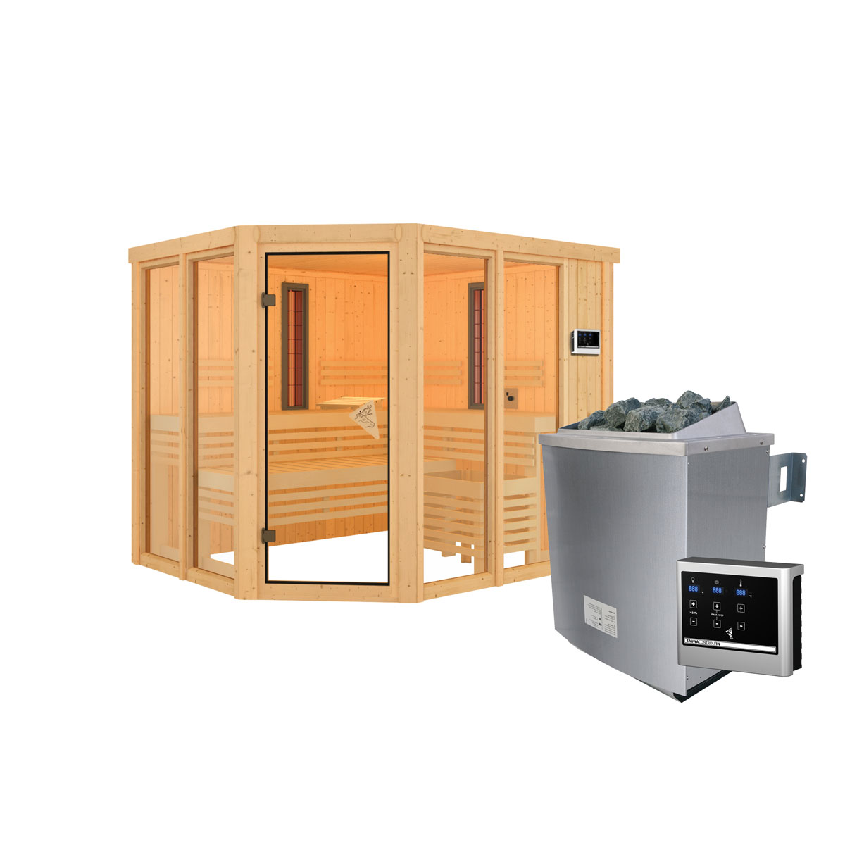 Karibu Infrarotkabine Ava naturbelassen externe Steuerung Bild 4