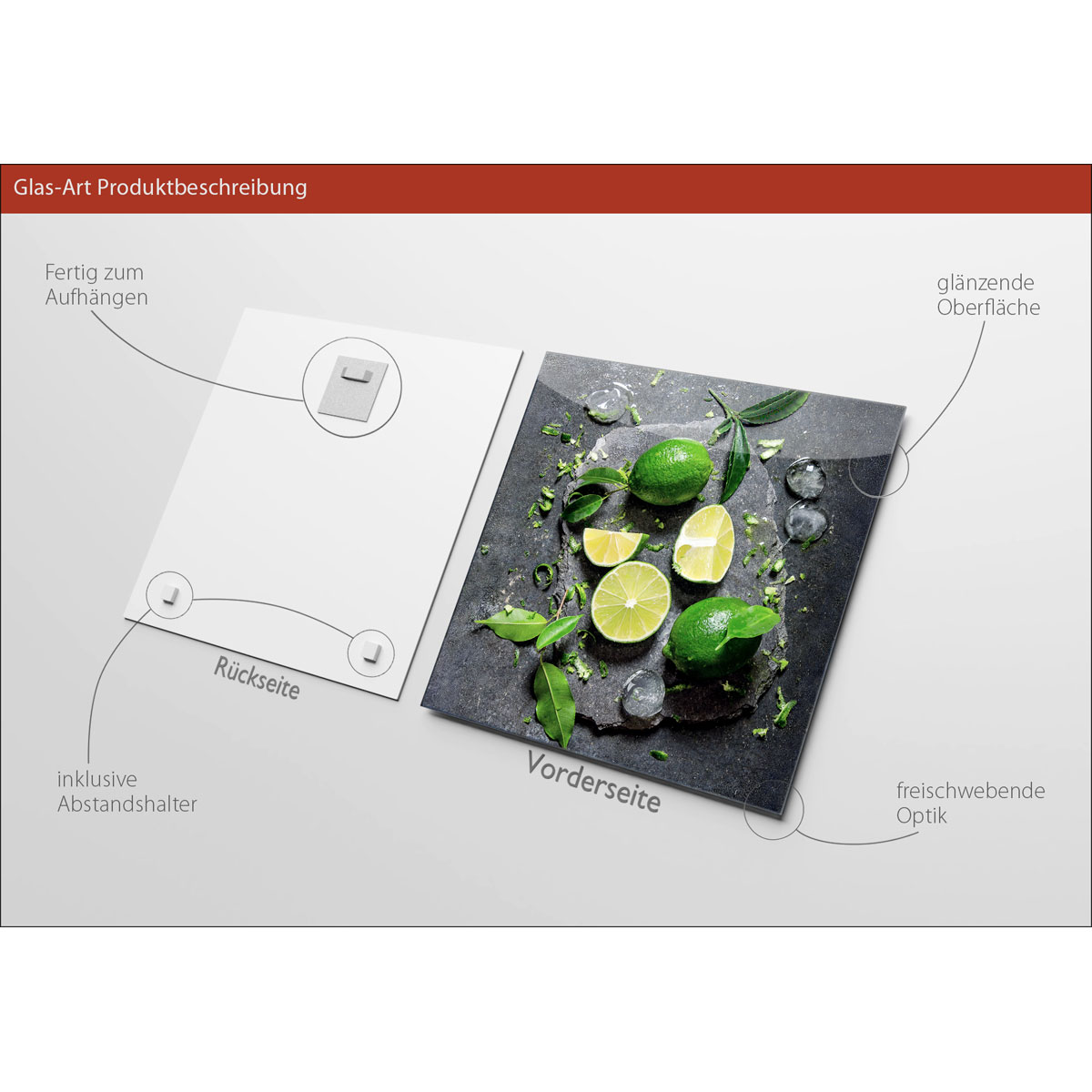 Glas-Art Lemonmix 30 x 30 Glasbild Bild 3