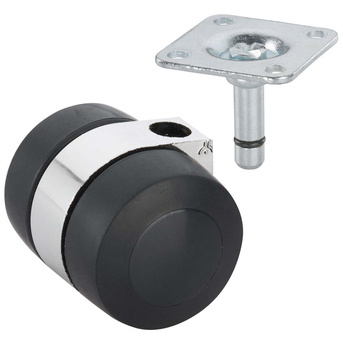 Dörner + Helmer Design-Doppelrolle für normale Böden 29 x 29 mm schwarz