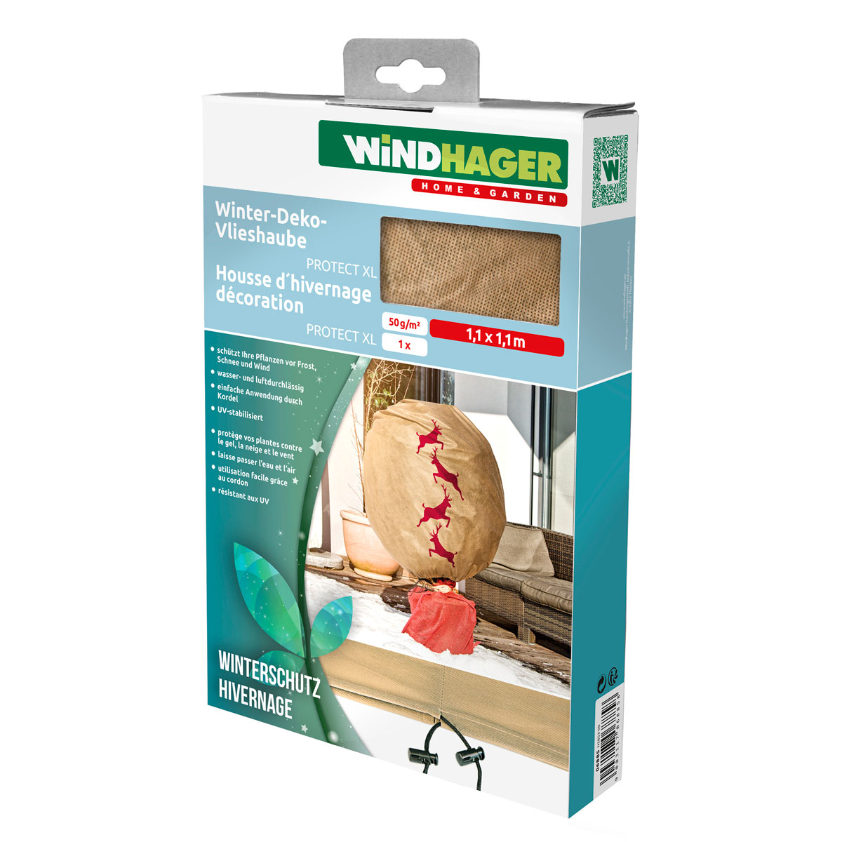 Windhager Deko-Vlieshaube Protect Hirsch XL 1,1 m x 1,1 m
