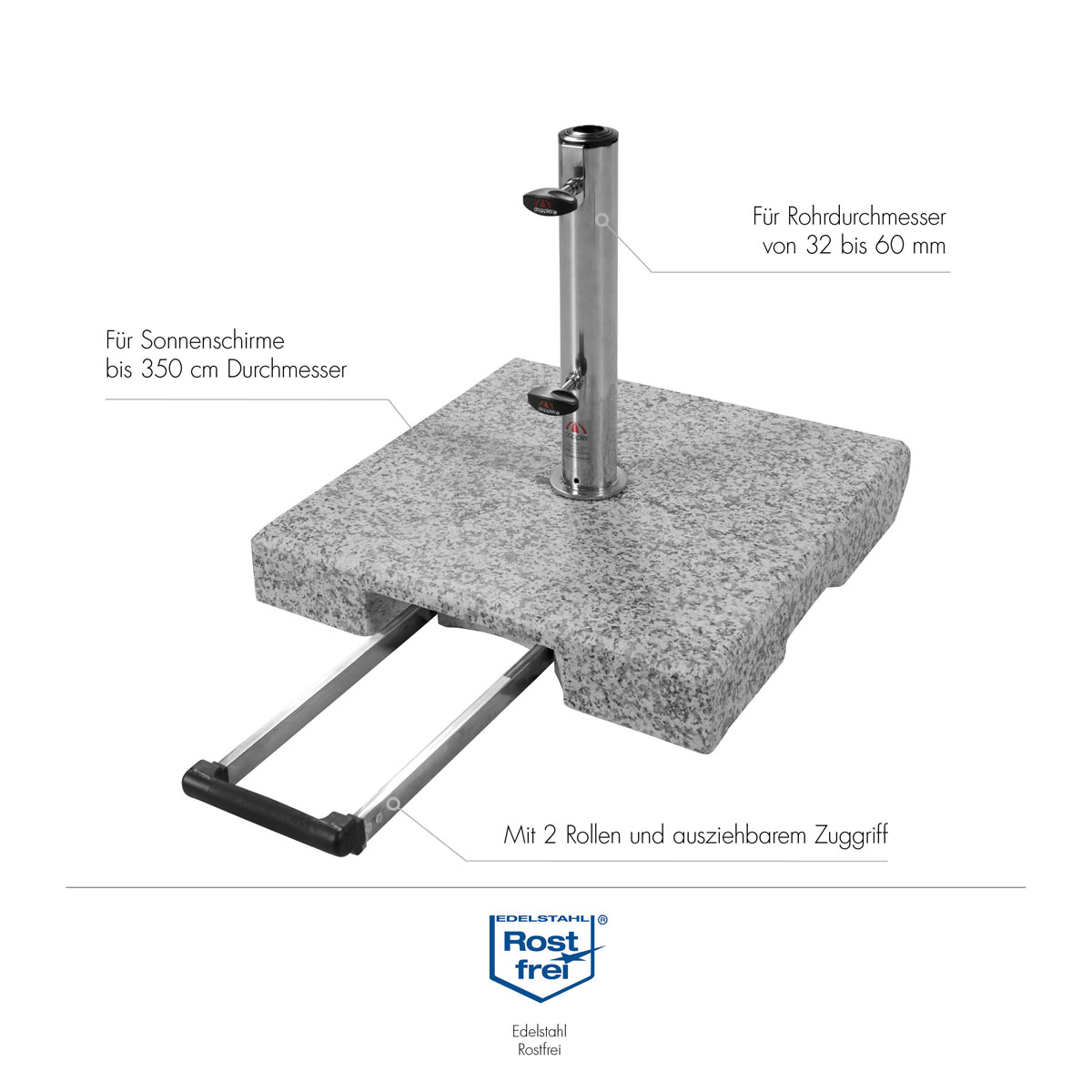 Doppler Granitsockel Active Trolley 30 kg mit Rollen Bild 7