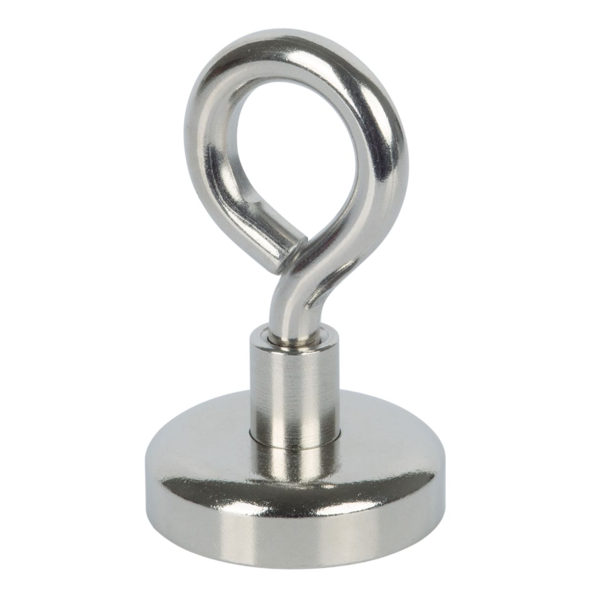 Suki Topfmagnet Neodym mit Öse Ø 25 x 42 mm, Gewindebuchse M5, silber