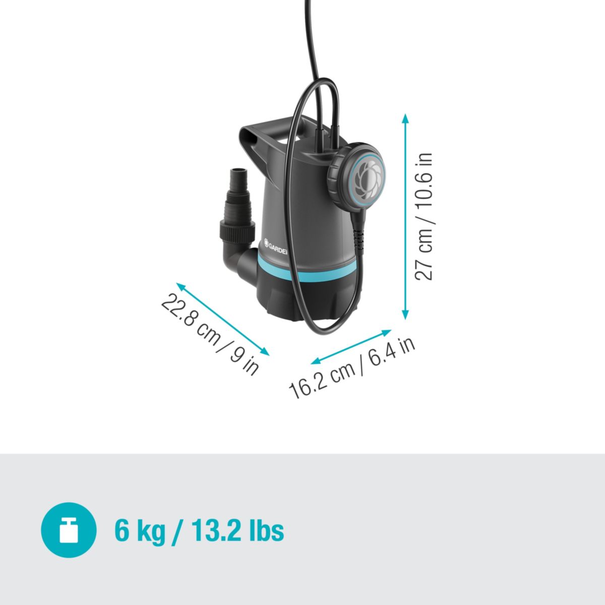 Gardena Klarwasser-Tauchpumpe 20000 BASIC 20.000 l/h mit Schwimmschalter Bild 3