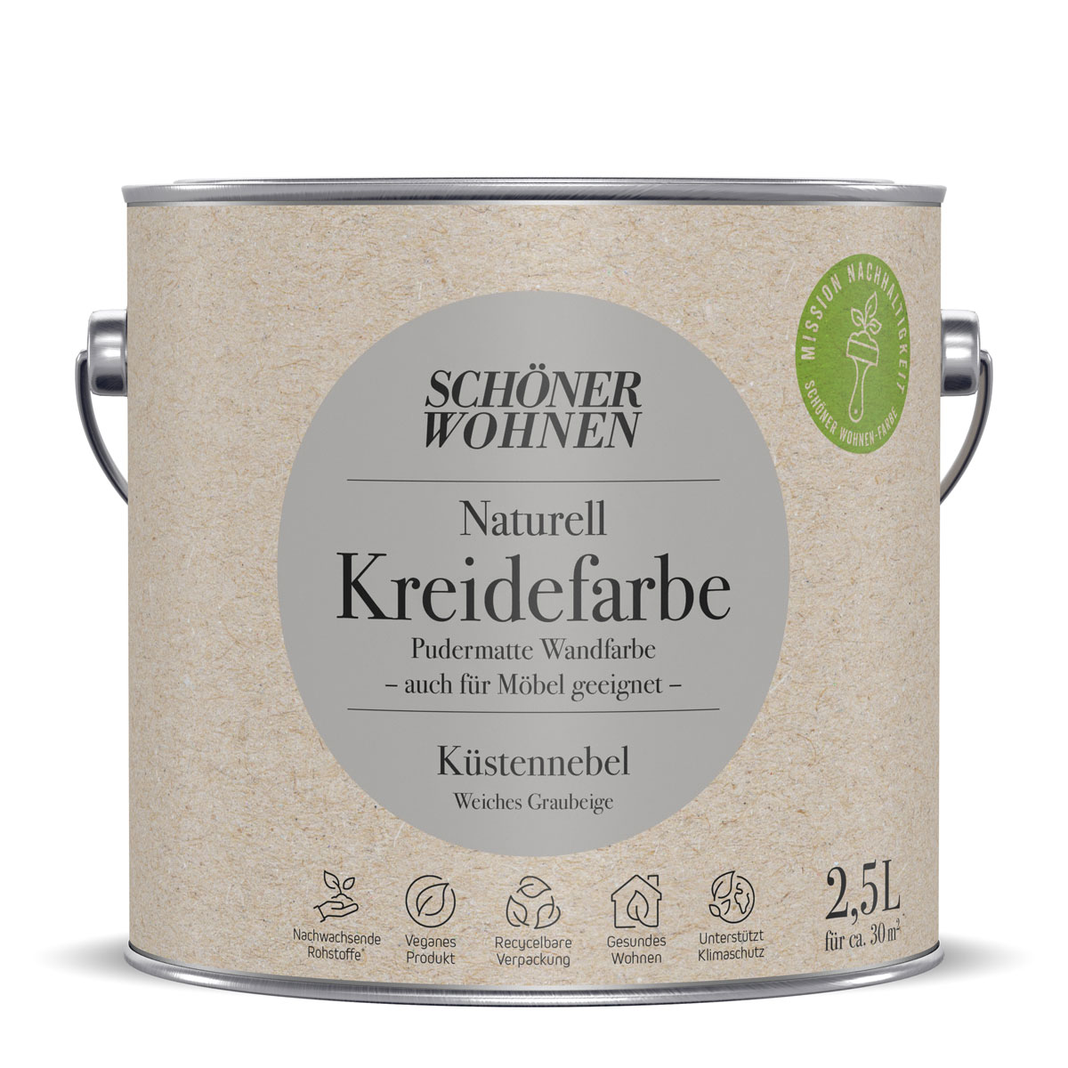 Schöner Wohnen Farbe  Naturell Kreidefarbe 2,5 L Kuestennebel Bild 1