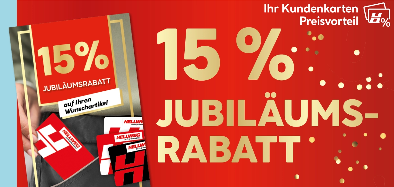 15 Prozent Jubiläumsrabatt
