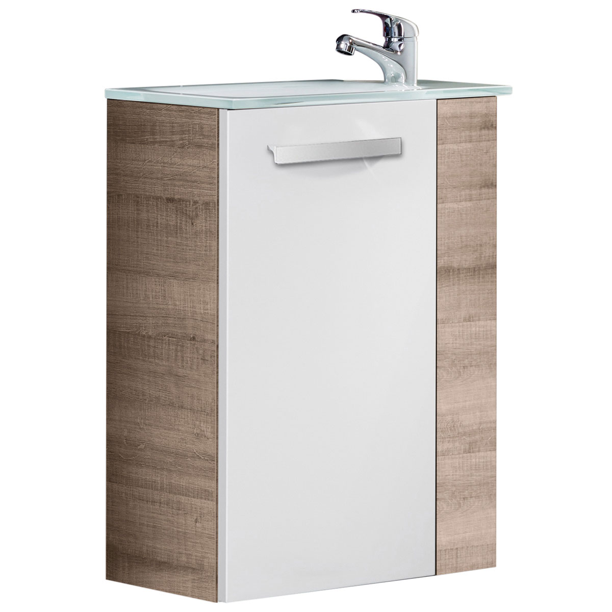 Fackelmann  Gäste-WC Waschtischunterschrank links SBC 440 x 600 x 243 mm Graueiche/Weiß Bild 4