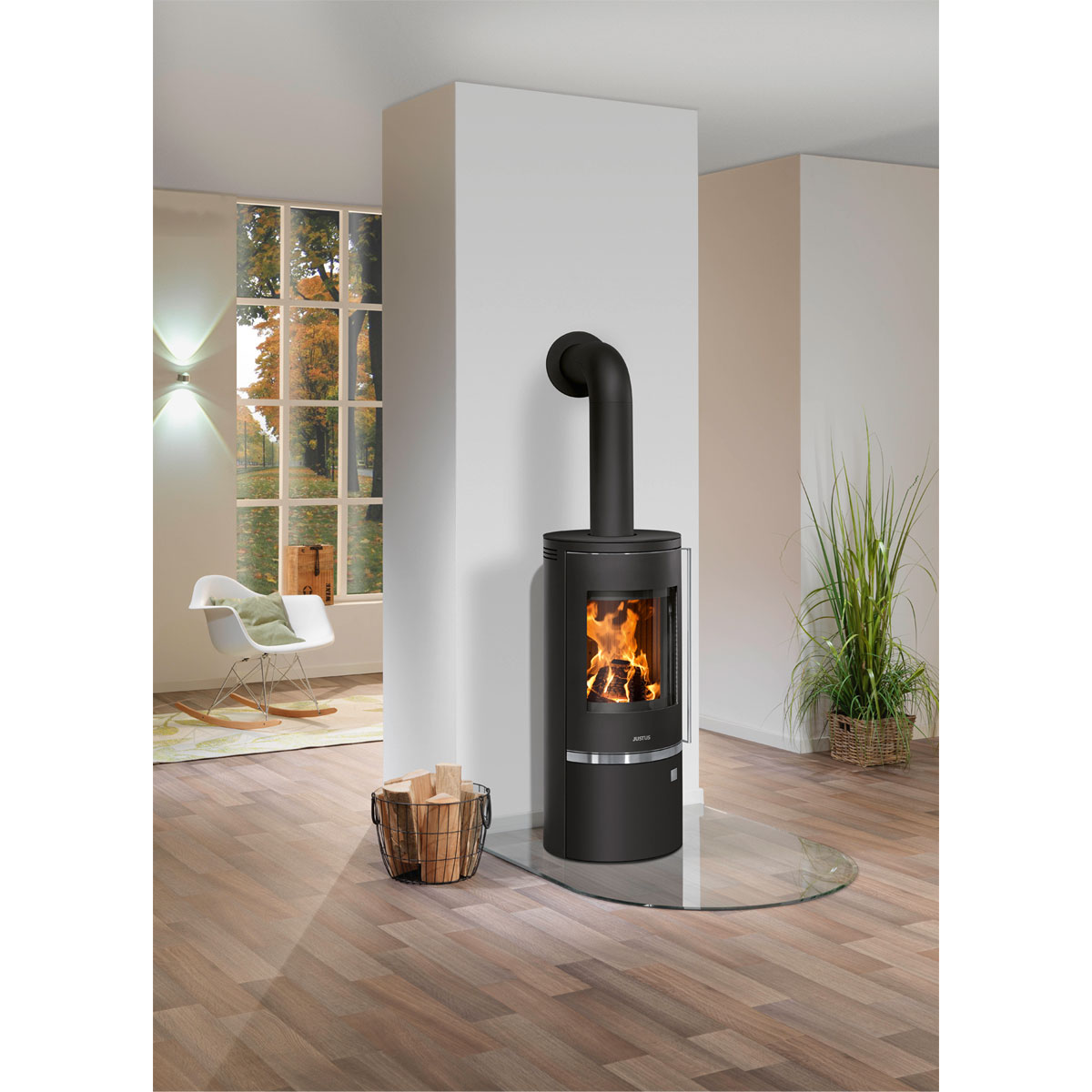 Kaminofen Faro Top 2.0 Stahl Schwarz mitAbdeckplatte Stahl Schwarz Bild 3