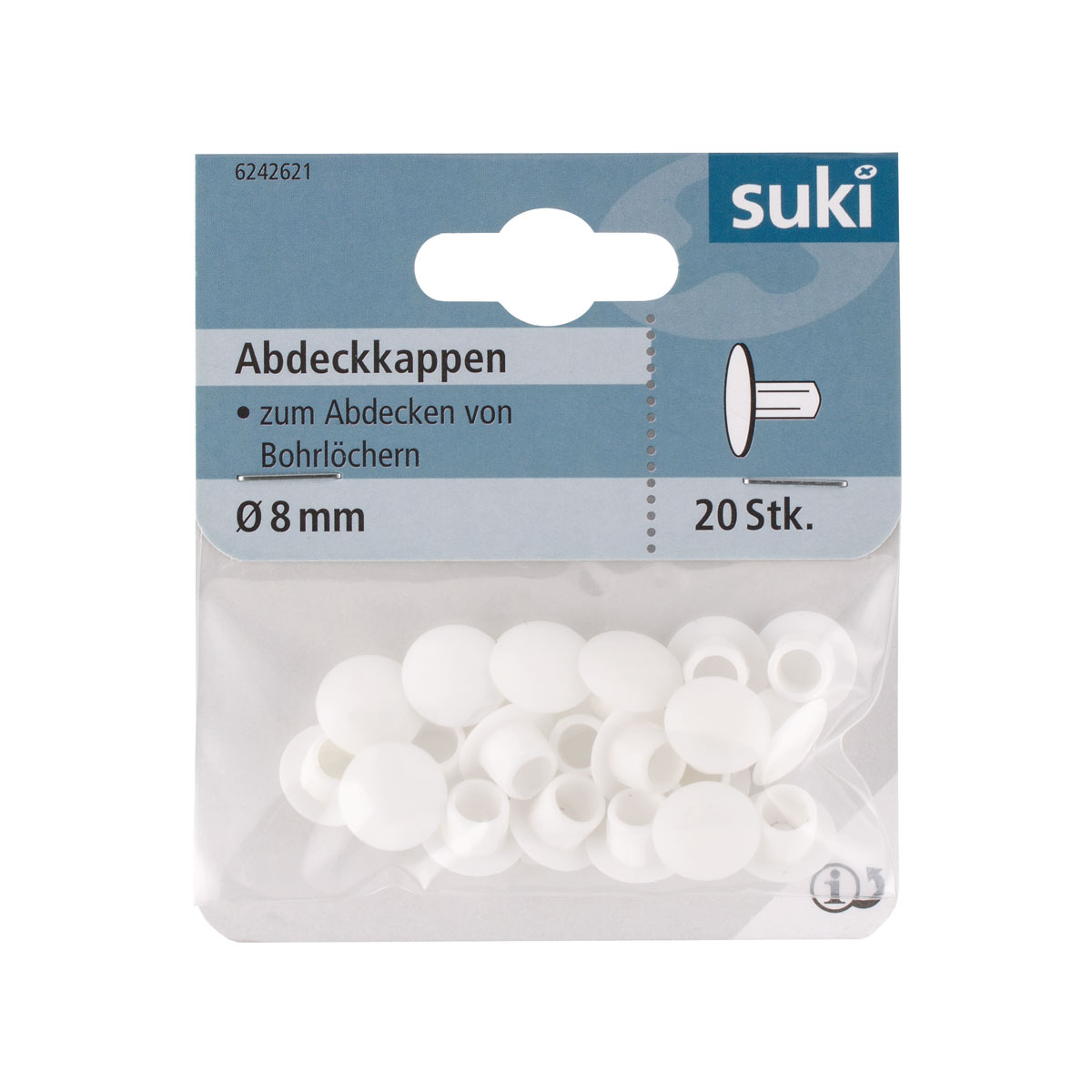 Suki Abdeckkappe Kunststoff Durchmesser 8 mm weiß 20 Stück Bild 1