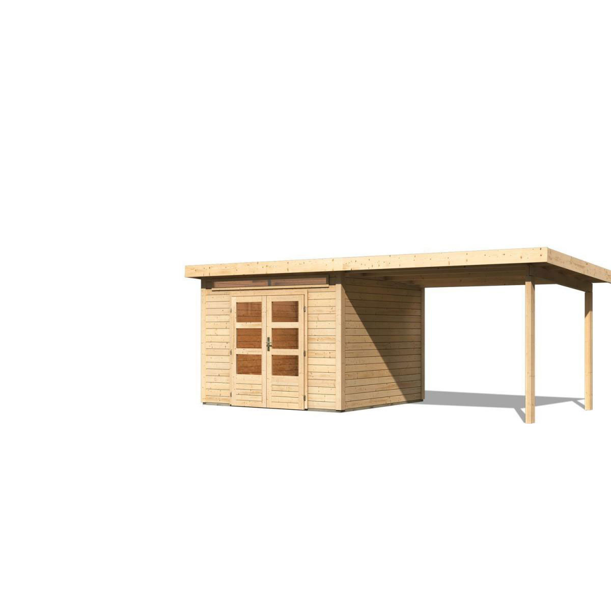 Karibu Gartenhaus-Set Kandem 6 mit Anbaudach 2,95 m naturbelassen Bild 2
