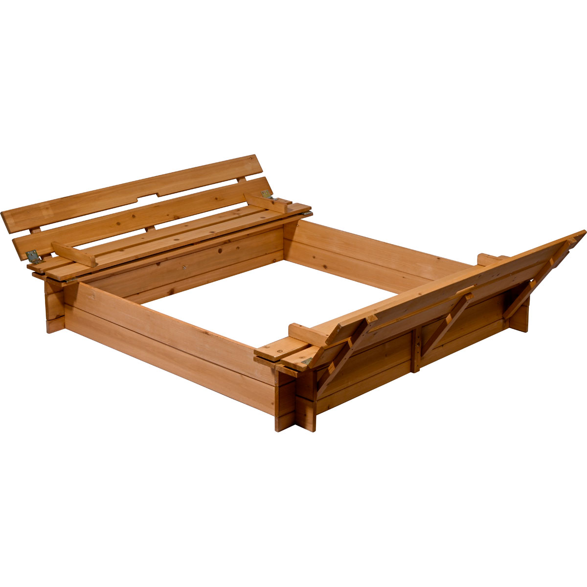 dobar Sandkasten mit Sitzbänken 118 x 118 x 21 cm braun Bild 3