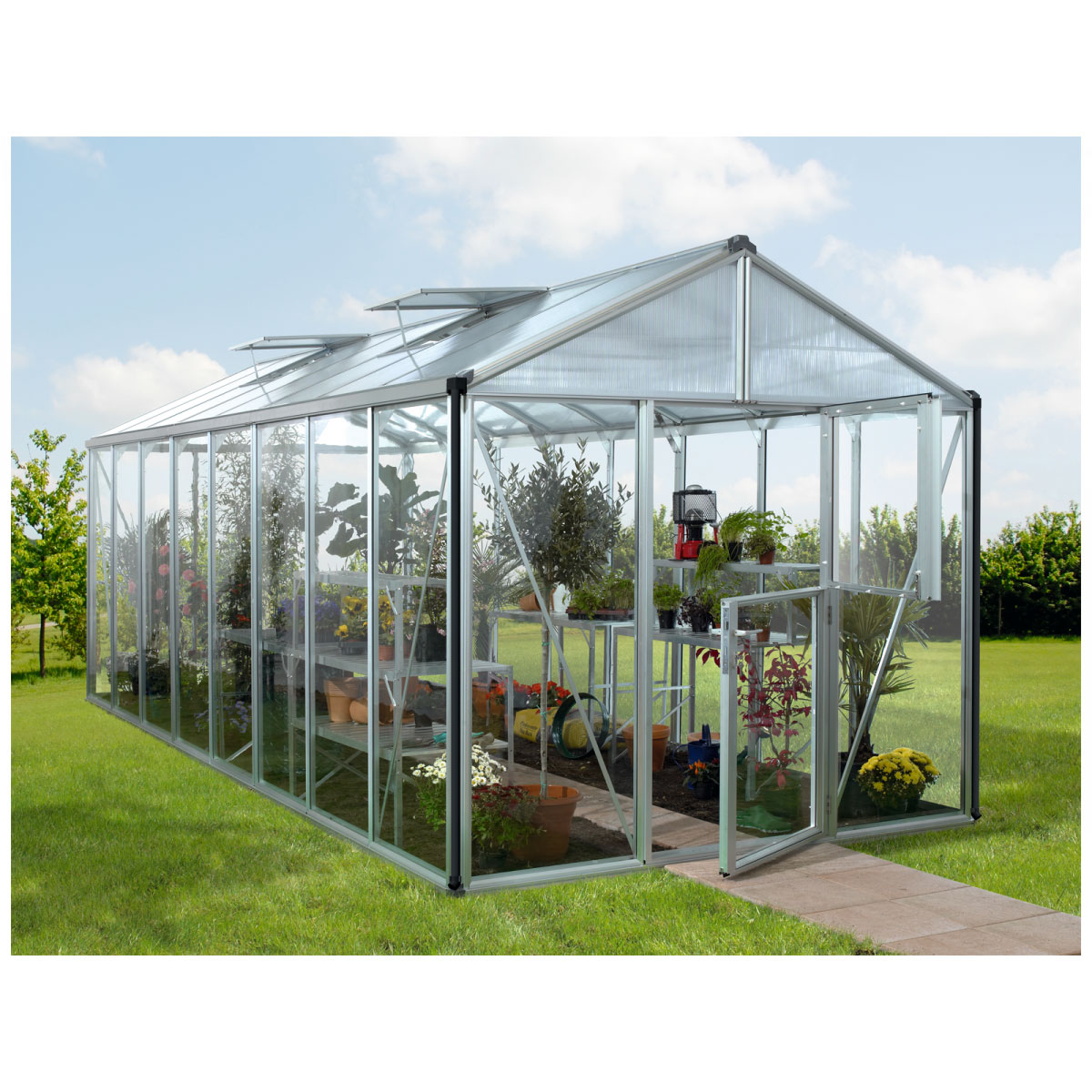 Vitavia Gewächshaus Zeus 13800 13,8m² 4 mm Einscheibensicherheitsglas schwarz Bild 1