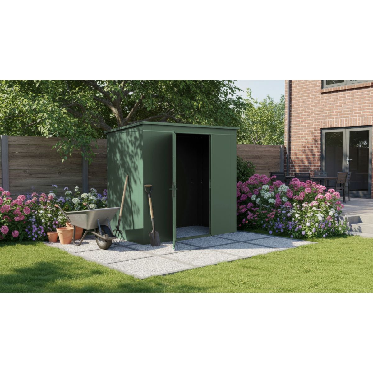 Weka Metall-Gerätehaus Gary, 0,7mm, 242 x 148, grün