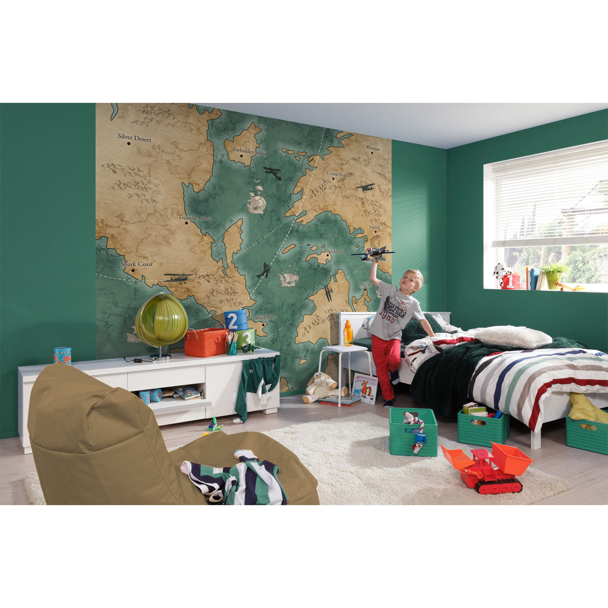 Komar  Vlies Fototapete Old Travel Map 300x280 cm