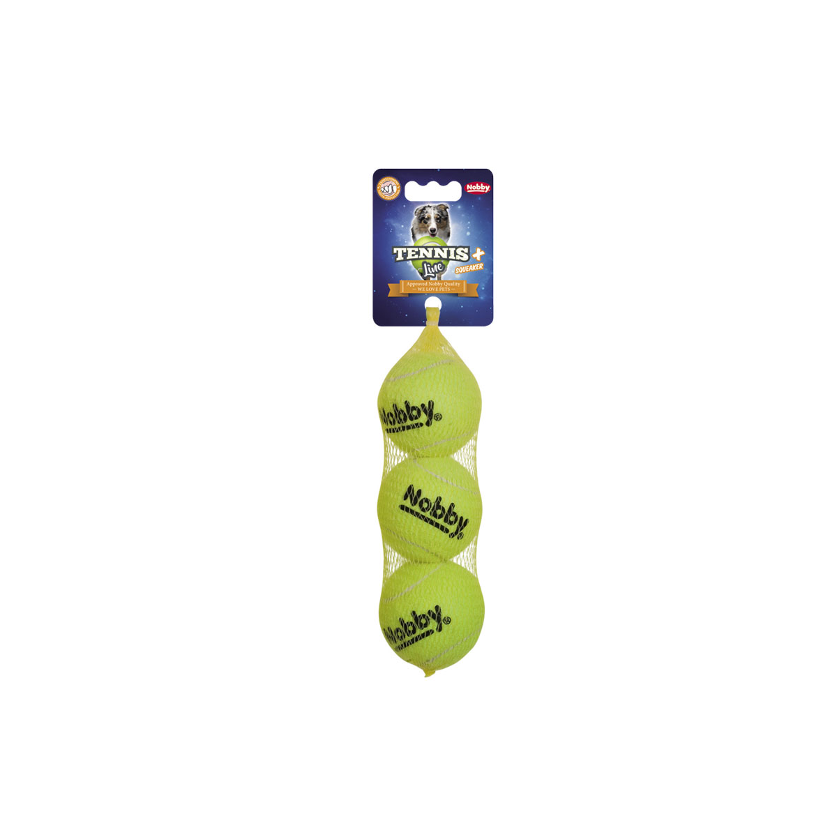 Nobby Tennisball mit Squeaker M 6,5 cm 3St