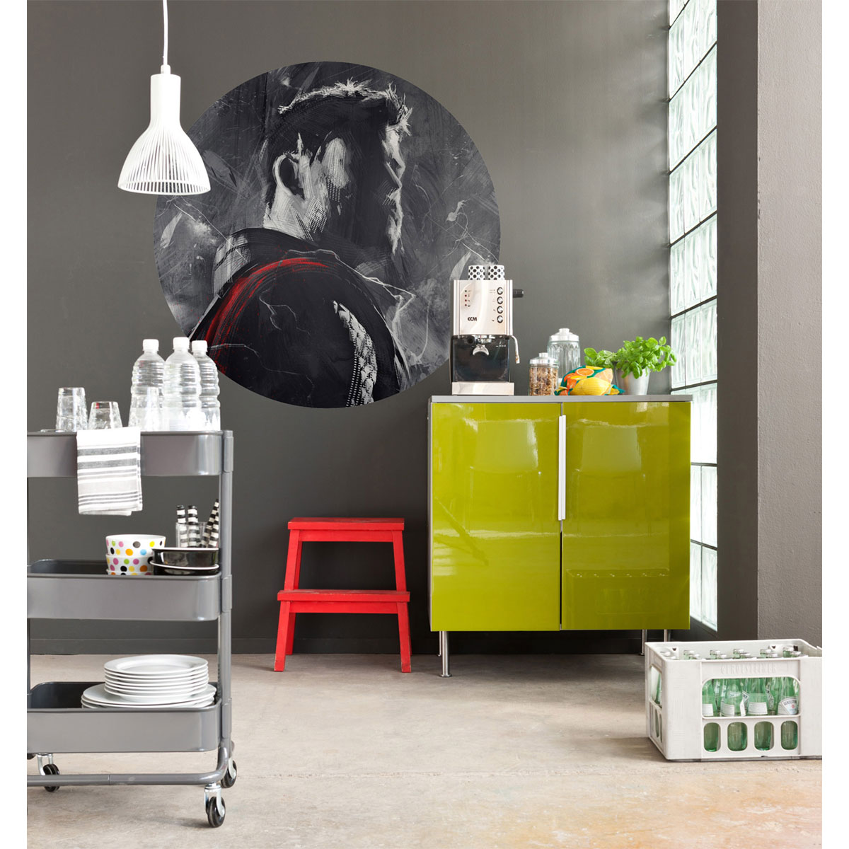 Komar  Selbstklebende Vlies Fototapete rund Avengers Painting Thor Durchmesser 125 cm