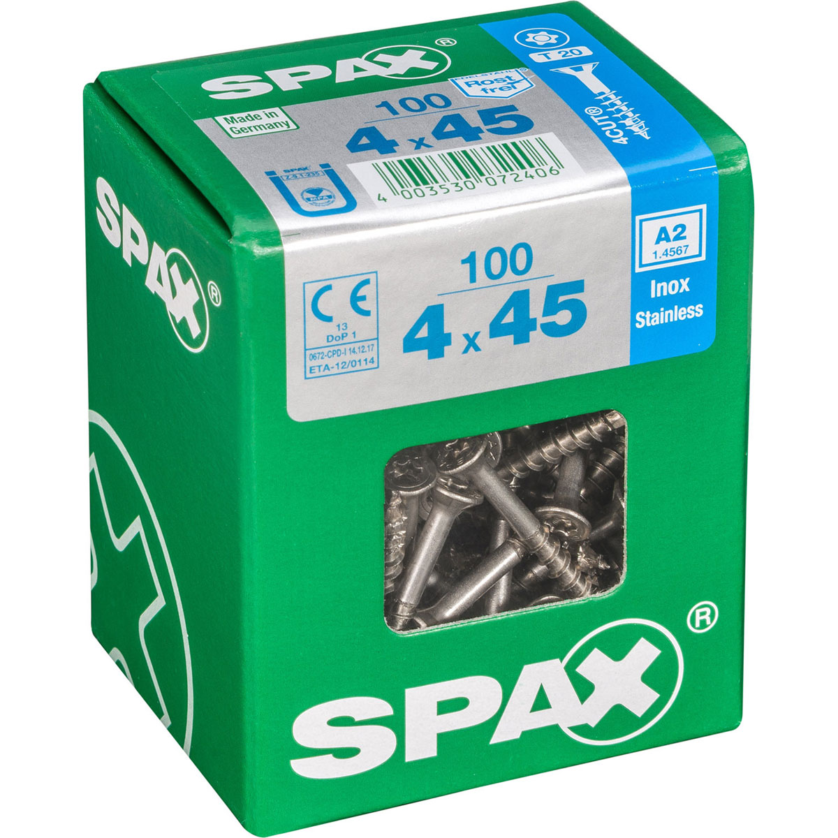 Spax Edelstahlschrauben Senkkopf 4 x 45 L 100 Stück Bild 2