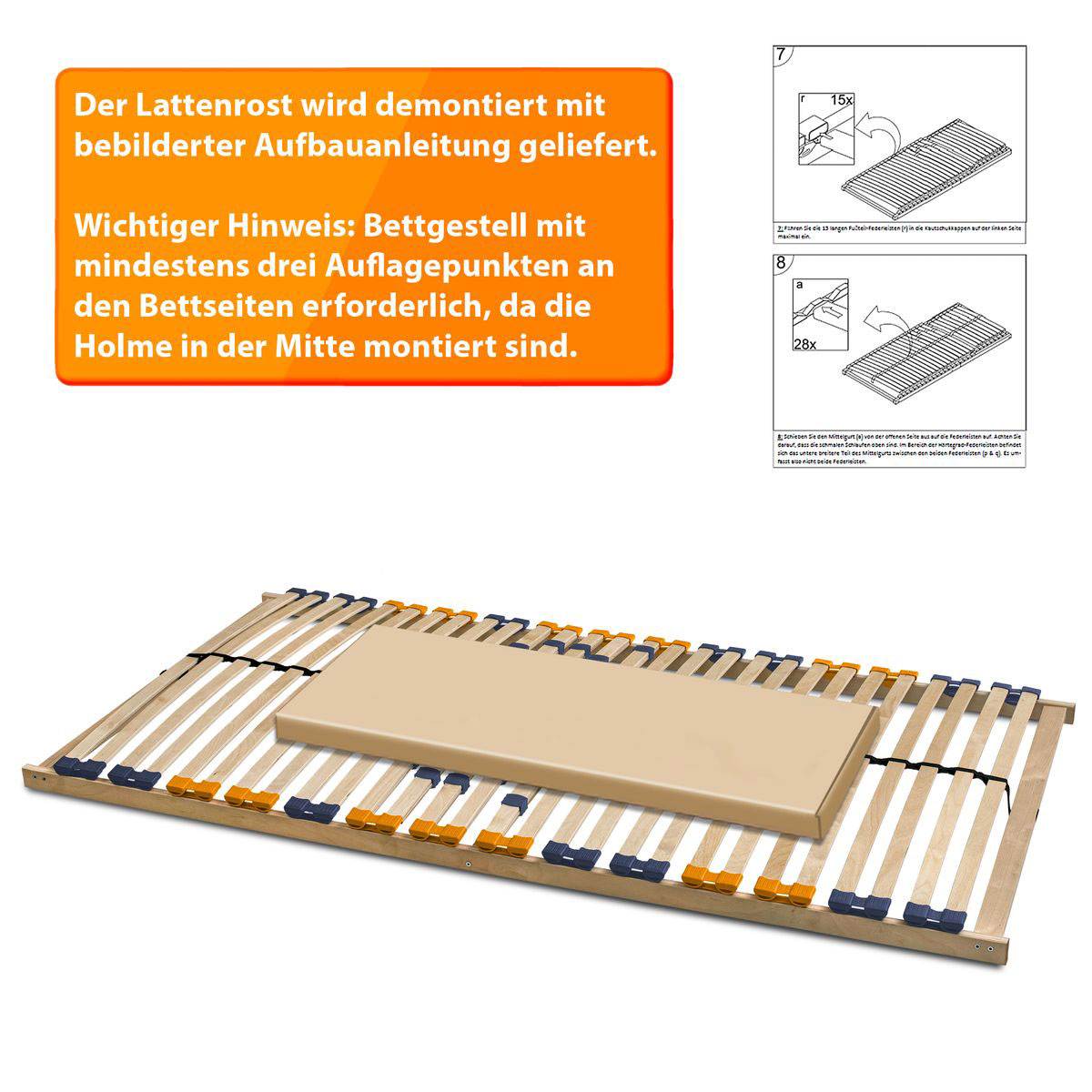 Coemo Lattenrost MULTIRA 28 Federleisten starr 100 x 200 cm Bild 4