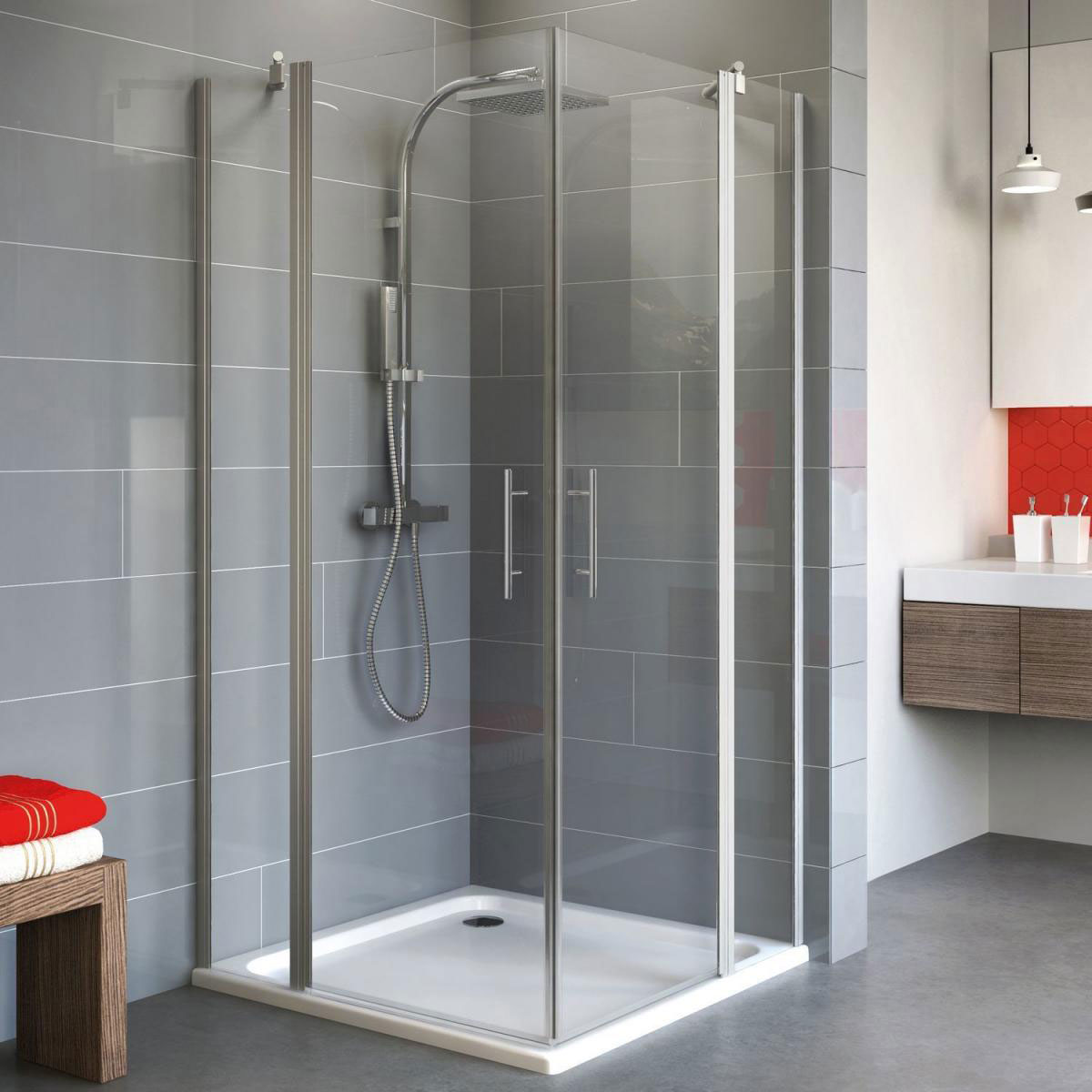 Schulte Eckeinstieg Alexa Style 2,0 192 x 100 x 100 cm alu klar Bild 1