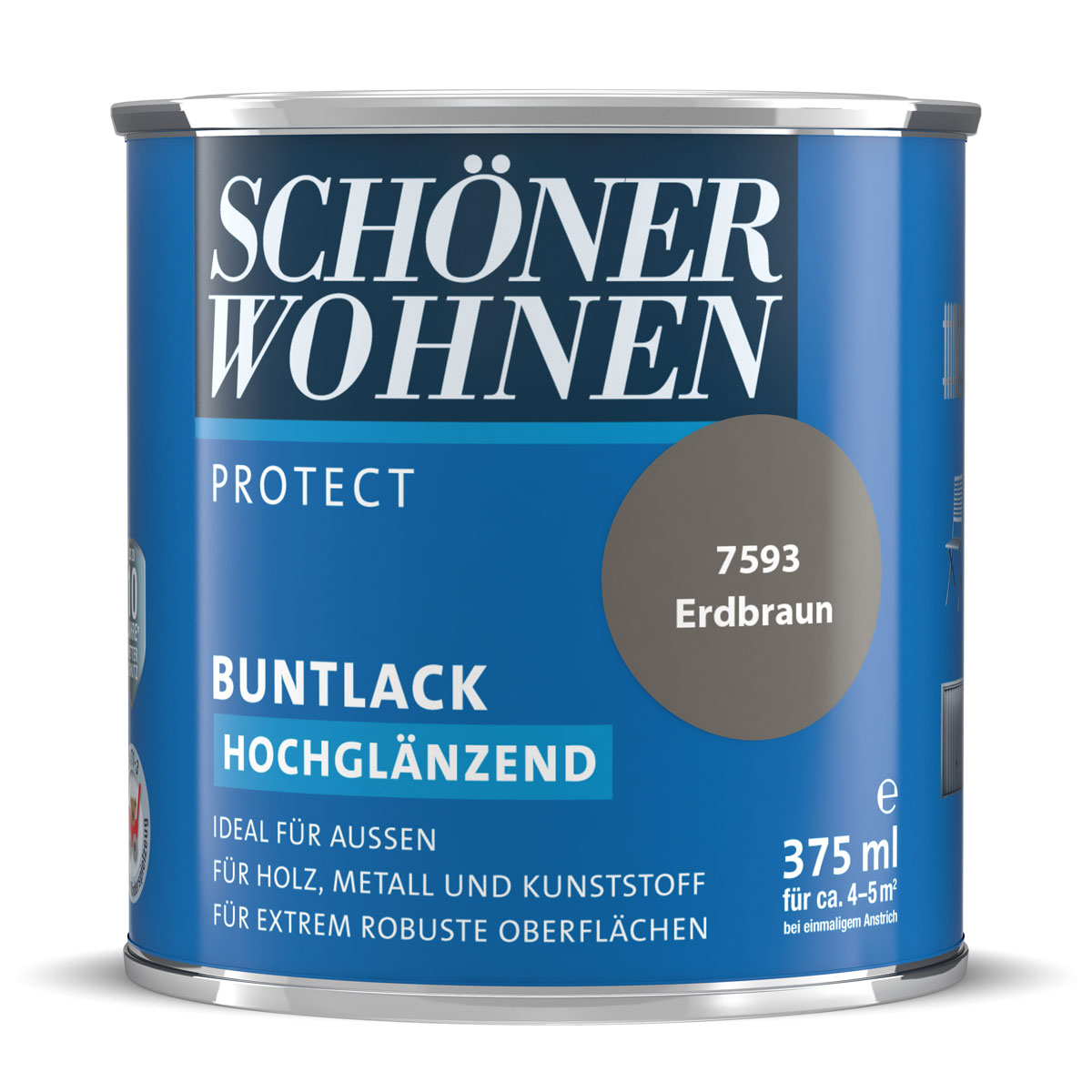 Schöner Wohnen Farbe Buntlack Protect erdbraun hochglänzend 375 ml