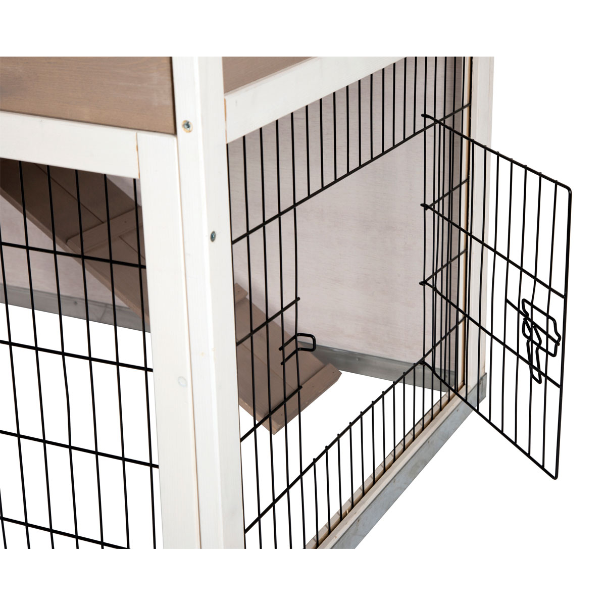 Kleintierstall Lucky 115 x 100 x 65 cm weiß-braun Bild 1