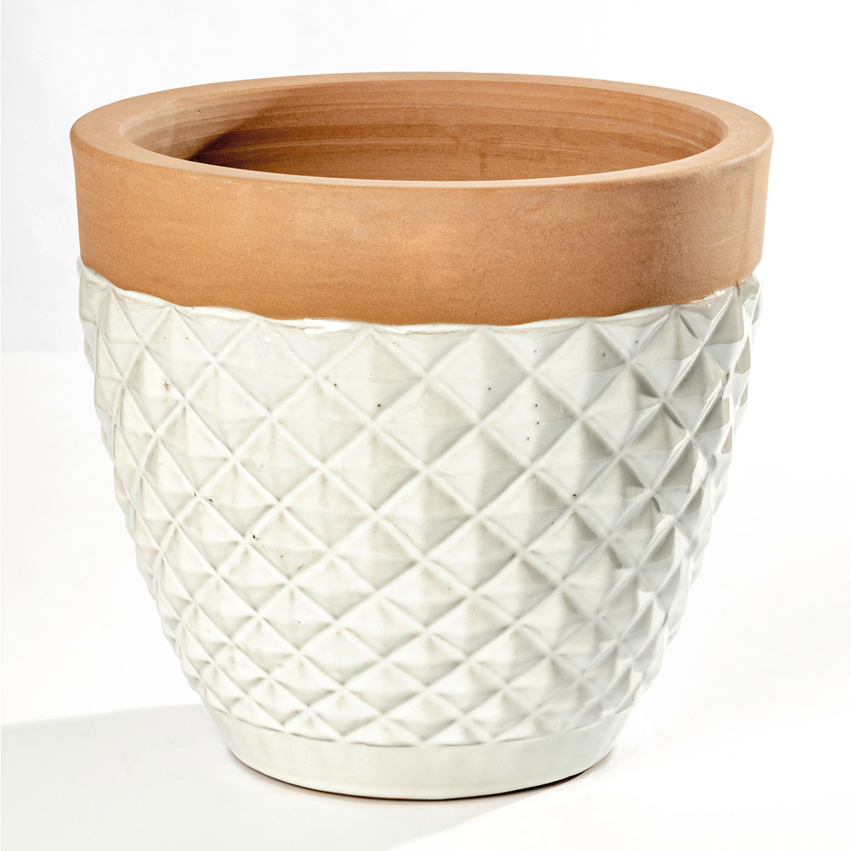 Haveson Pflanztopf Diamond weiß glasiert Durchmesser 24 x 23 cm Bild 1