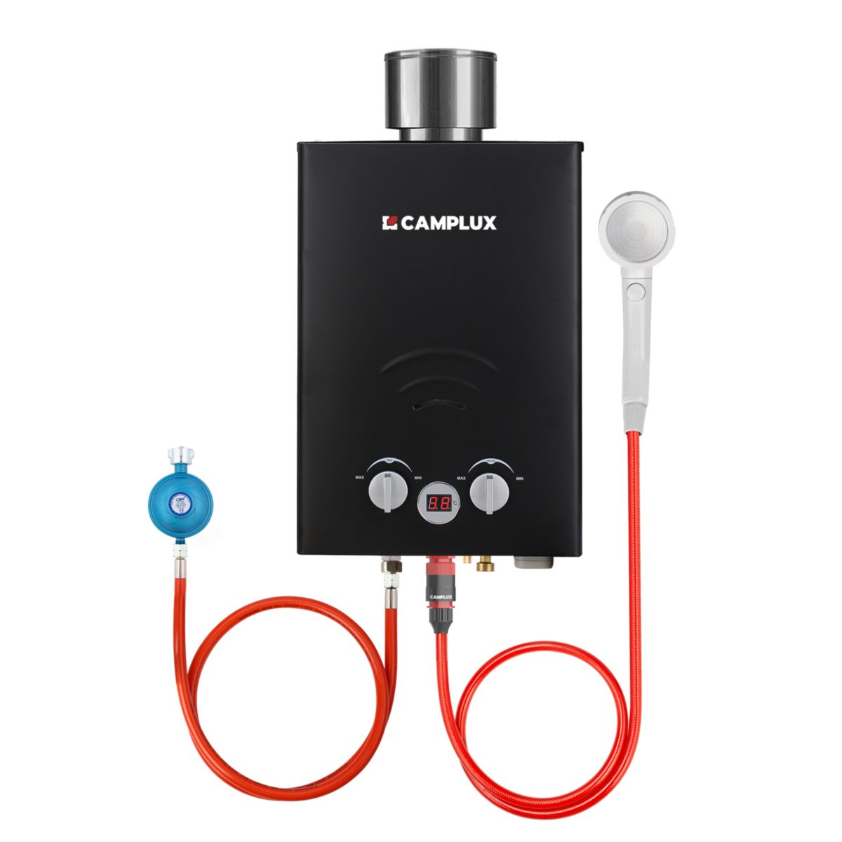 Camplux 6L Tankless Gasdurchlauferhitzer Schwarz 50mbar