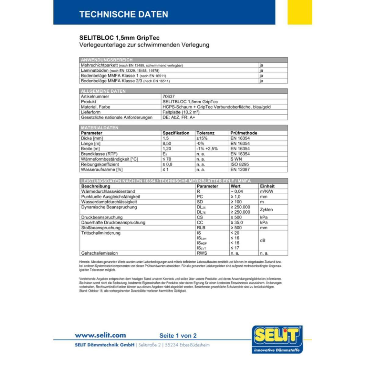 Selit Vinylbodenunterlage bloc GripTec 1,5 mm Bild 7