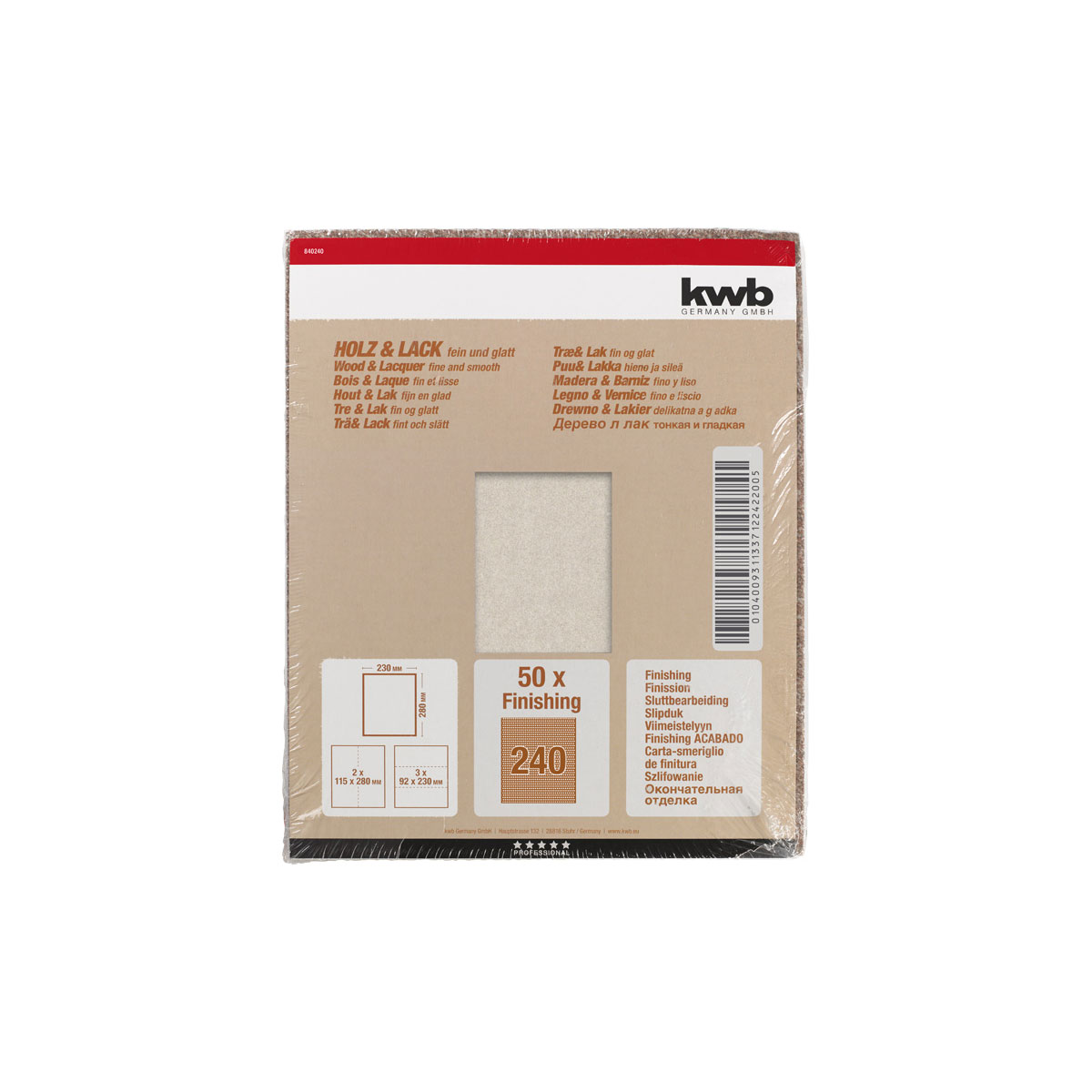 kwb  Schleifpapier Holz und Lack Finishing 230 x 280 mm K240 Bild 2