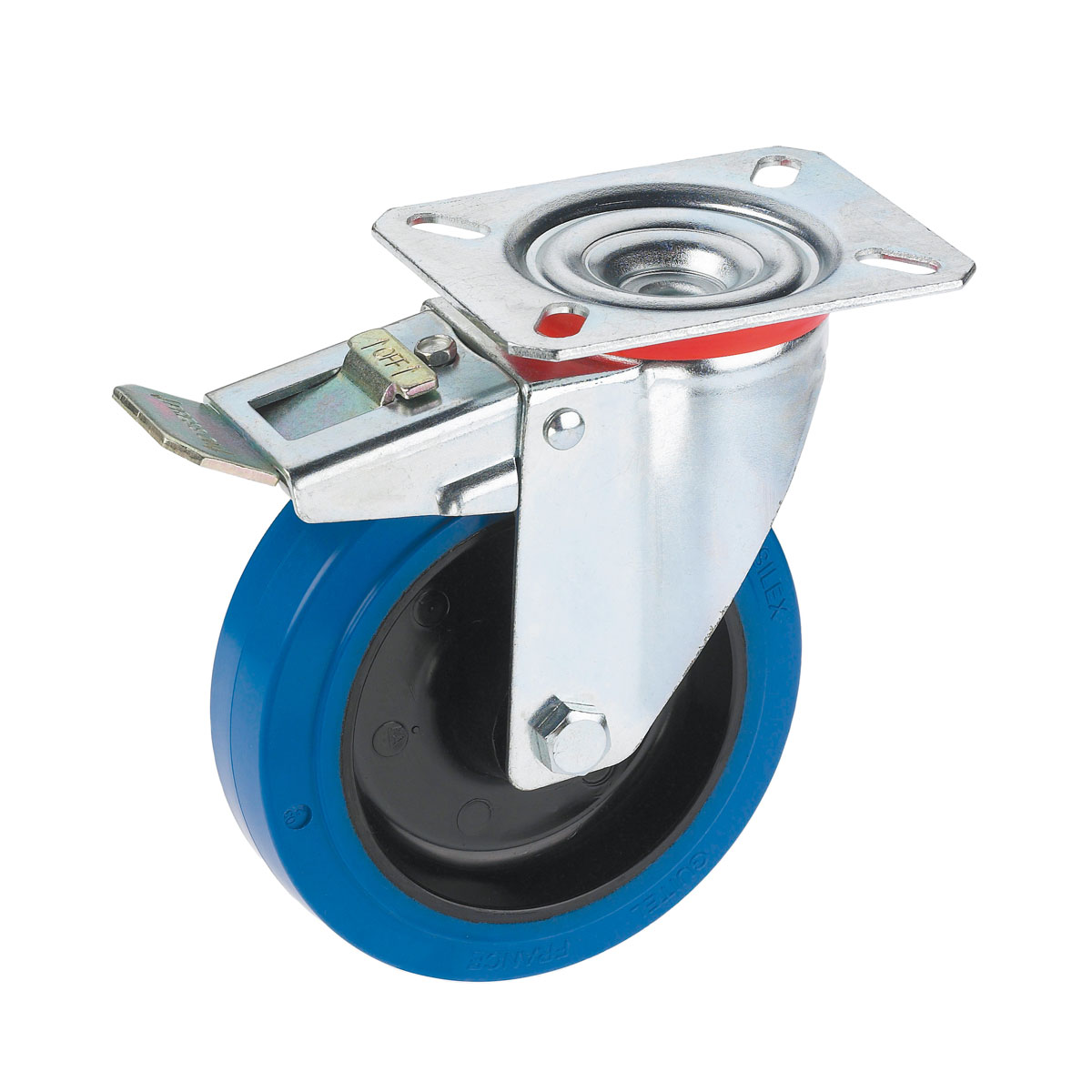 Dörner + Helmer Transportgeräte-Lenkrolle mit Vollgummi-Lauffläche und Feststeller 100 x 36 mm