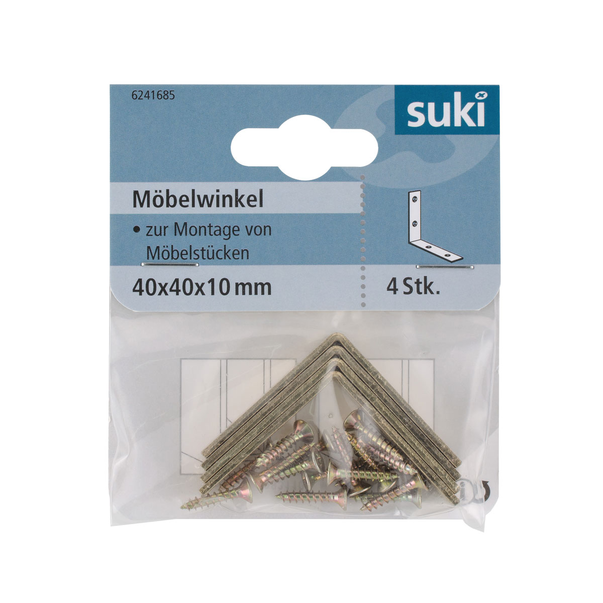 Suki Möbelwinkel vermessingt kantig 2 mm 4 Stück Bild 1