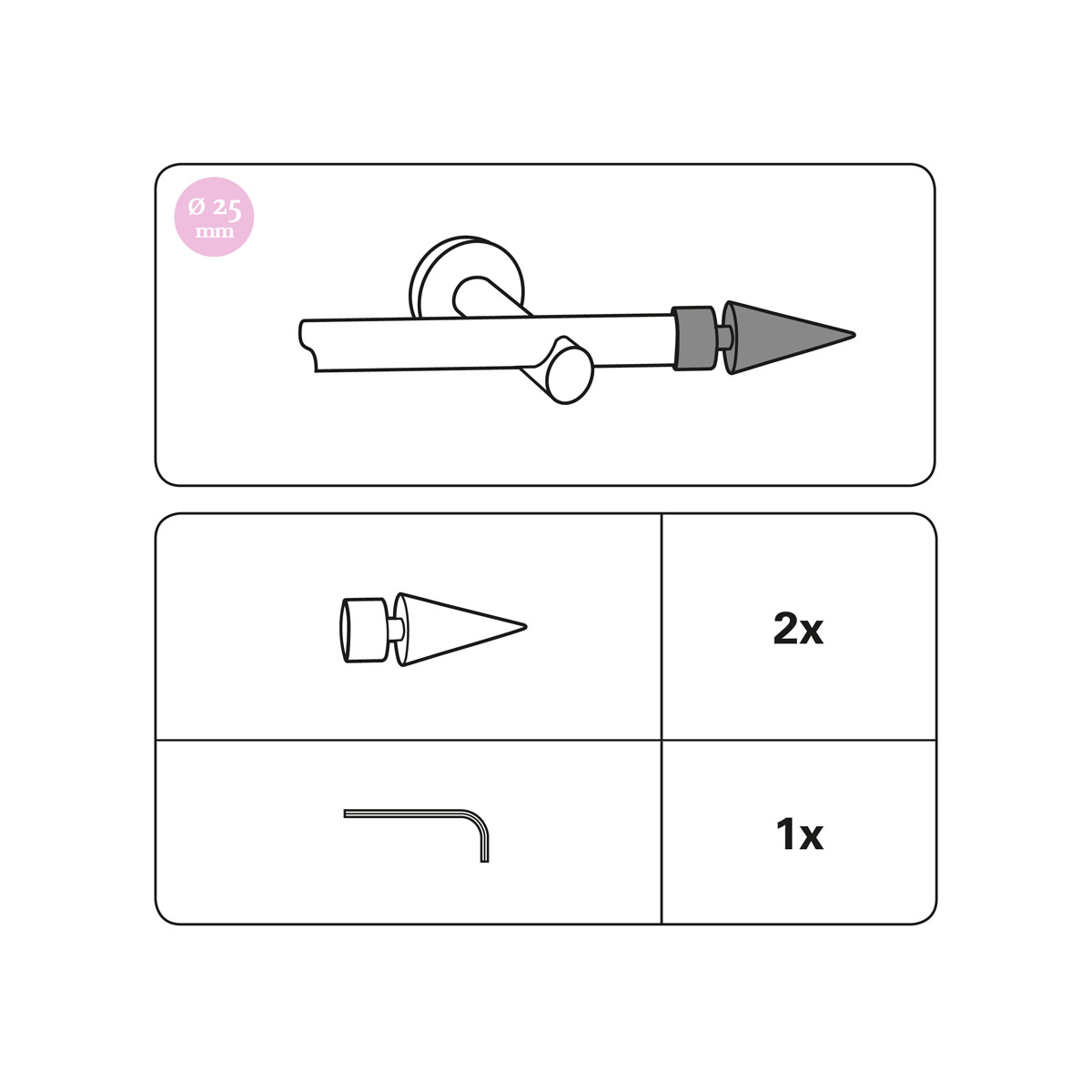 Gardinia Endstück Kegel für Windsor  Durchmesser 25 mm bronze Bild 4