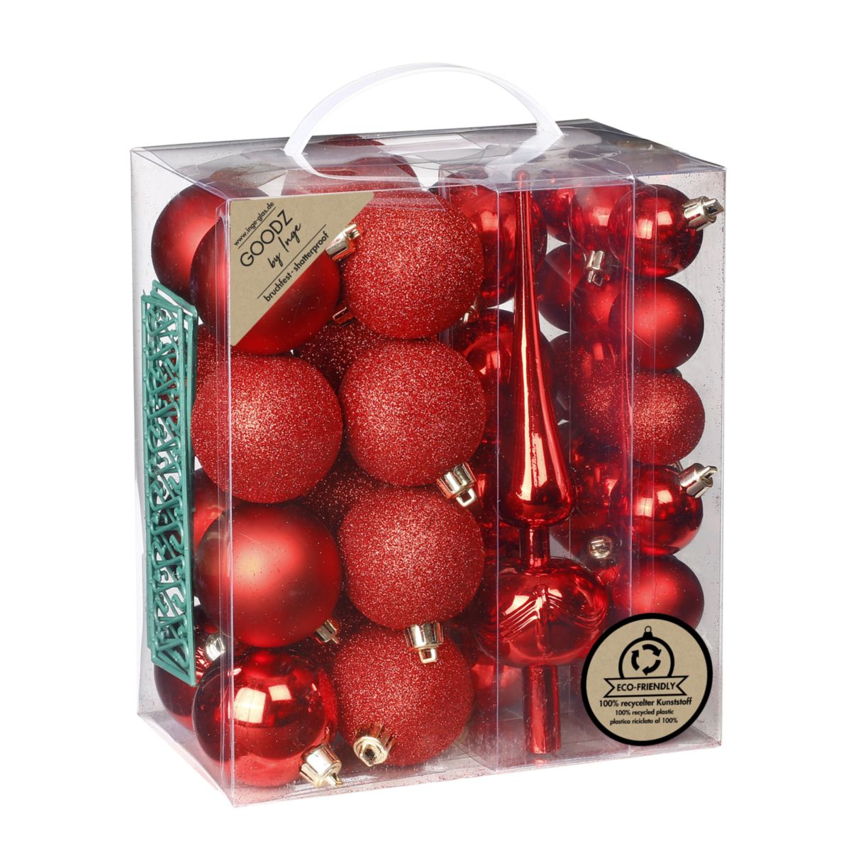 Kugelset 4 und 6cm mit Spitze Festive Red