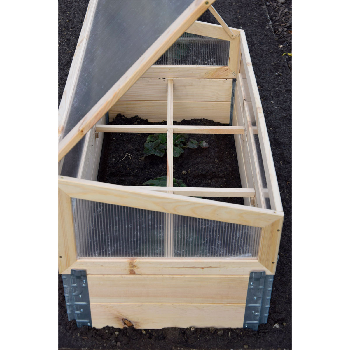 dobar Frühbeet mit Pflanzkasten beige 100 x 50 x 50,2 cm Bild 6