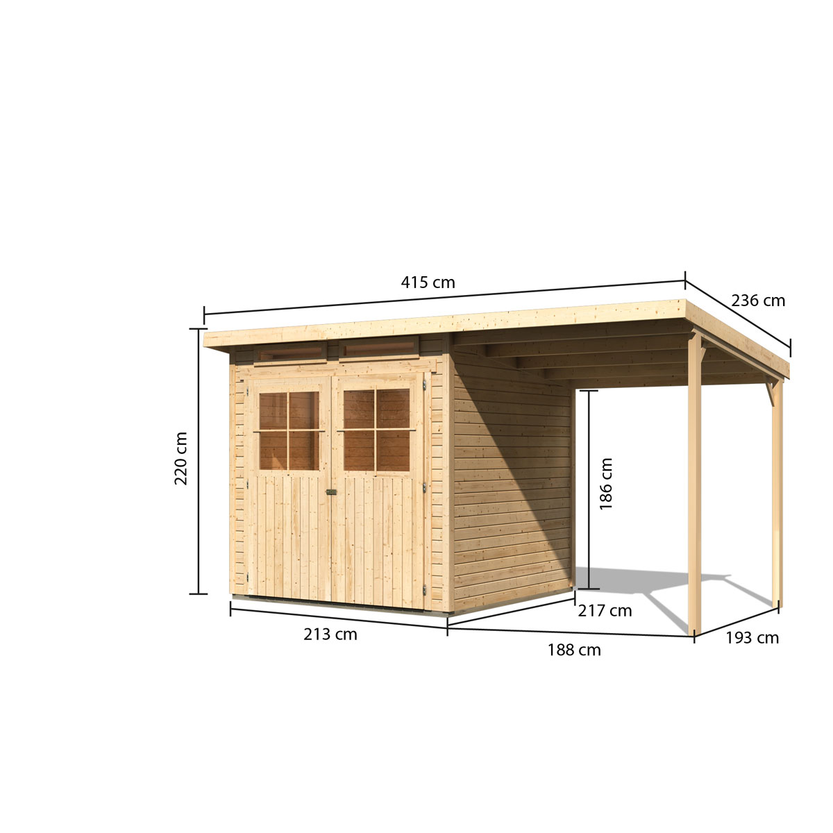 Karibu Gartenhaus Glücksburg 3 naturbelassen Bild 4