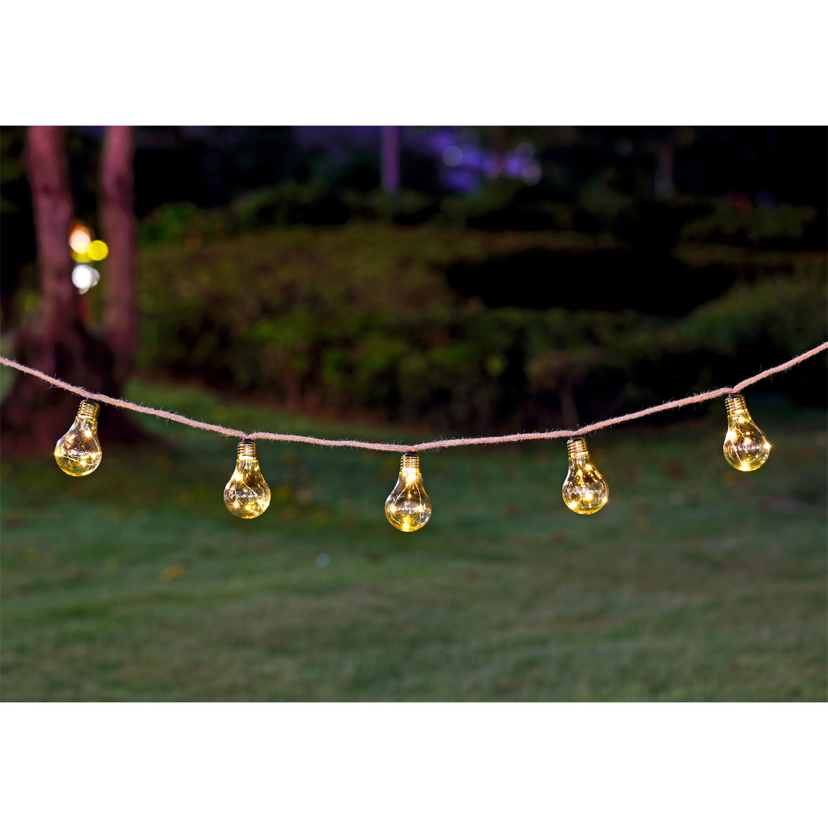 Flector Garten LED-Solar-Lichterkette Golden Vintage mit Naturfaser Bild 2