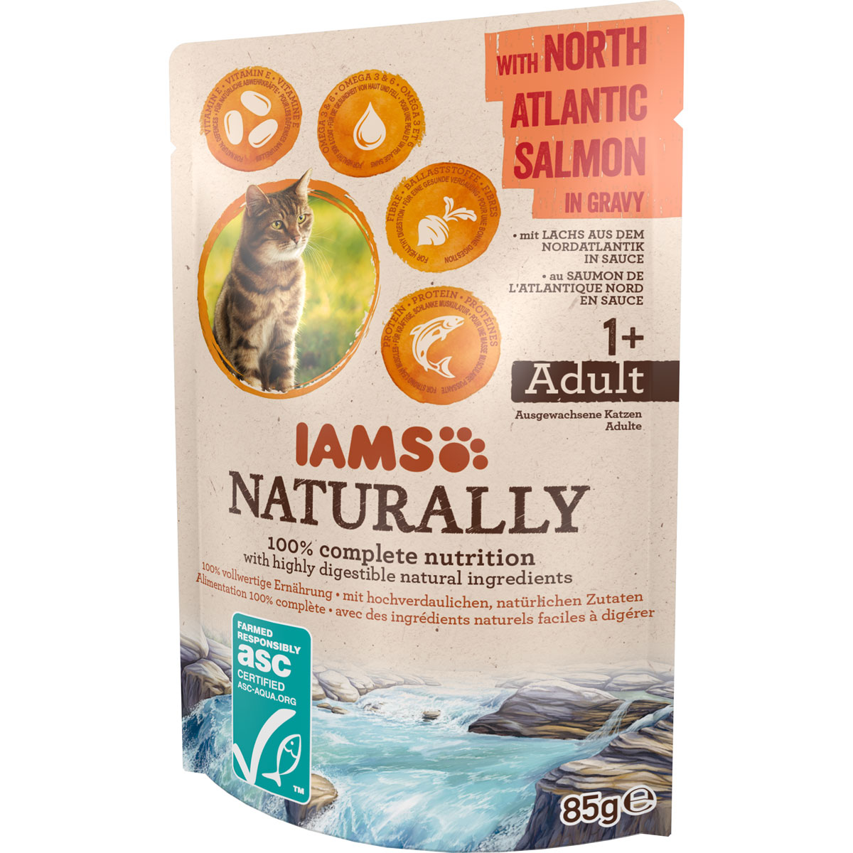 IAMS Nassfutter Naturally Katze Erwachsen Lachs 85 g