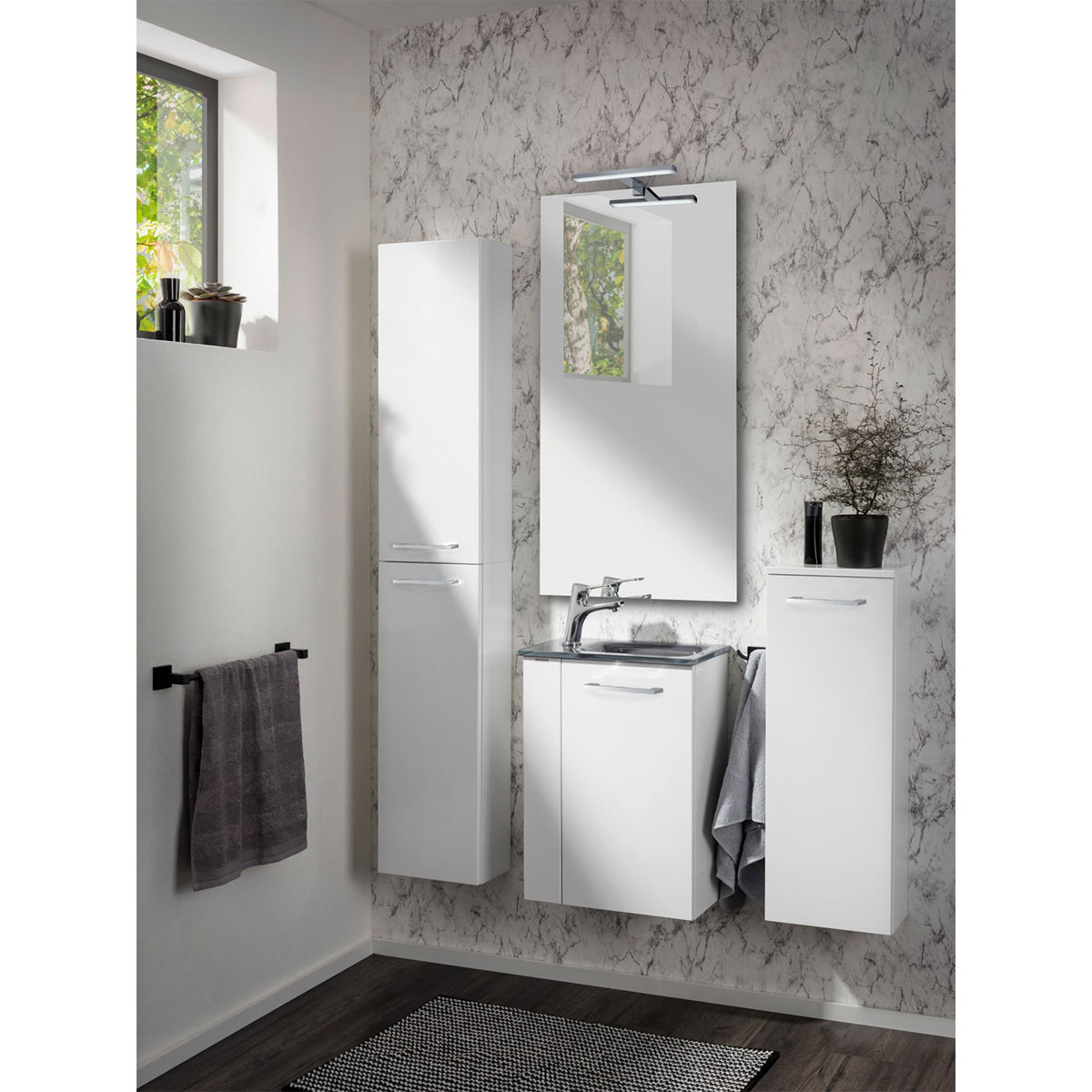 Fackelmann  Gäste-WC Waschtischunterschrank rechts SBC 440 x 600 x 243 mm Weiß Bild 10