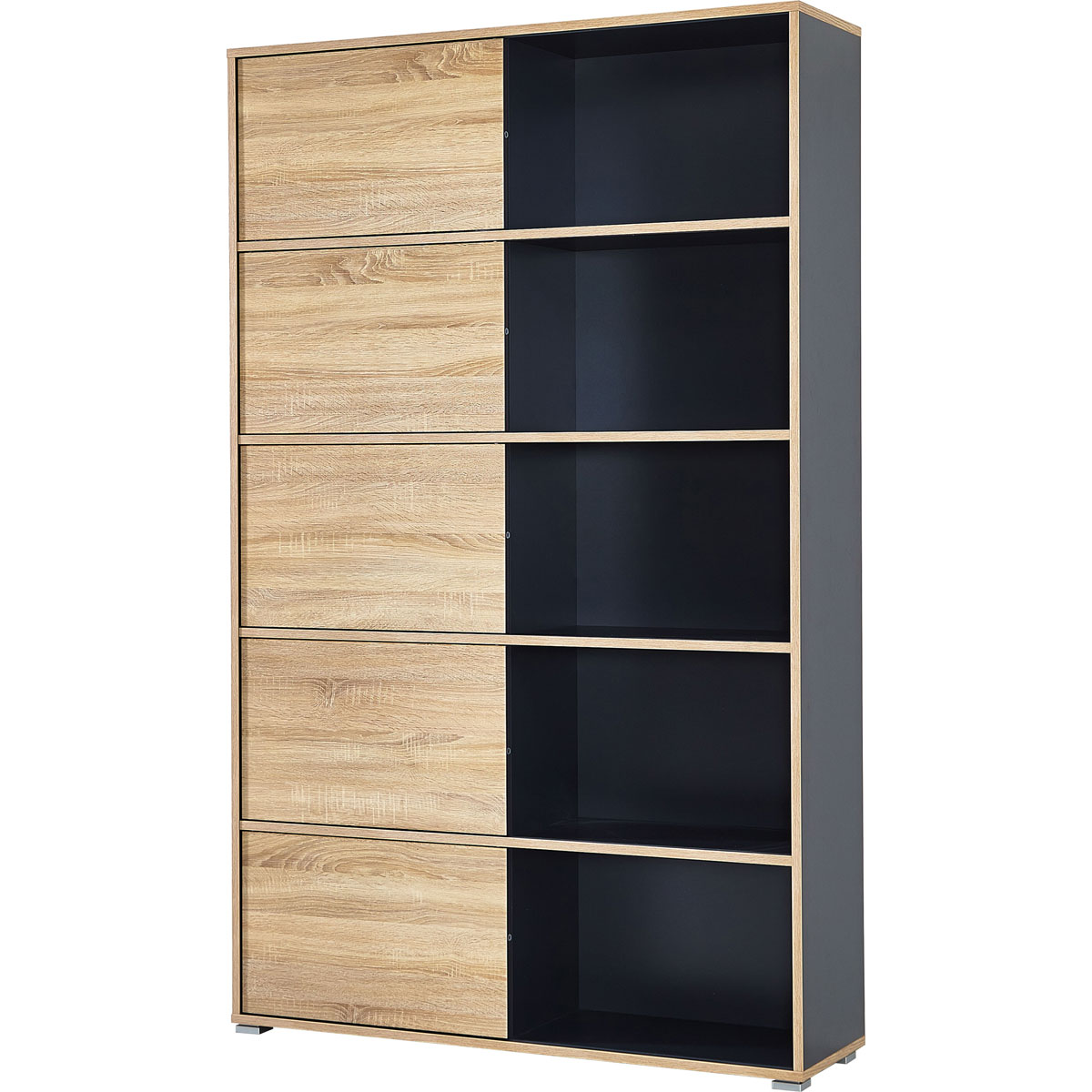 Schiebetürregal 120 x 196 x 35 cm anthrazit/Sonoma Eiche